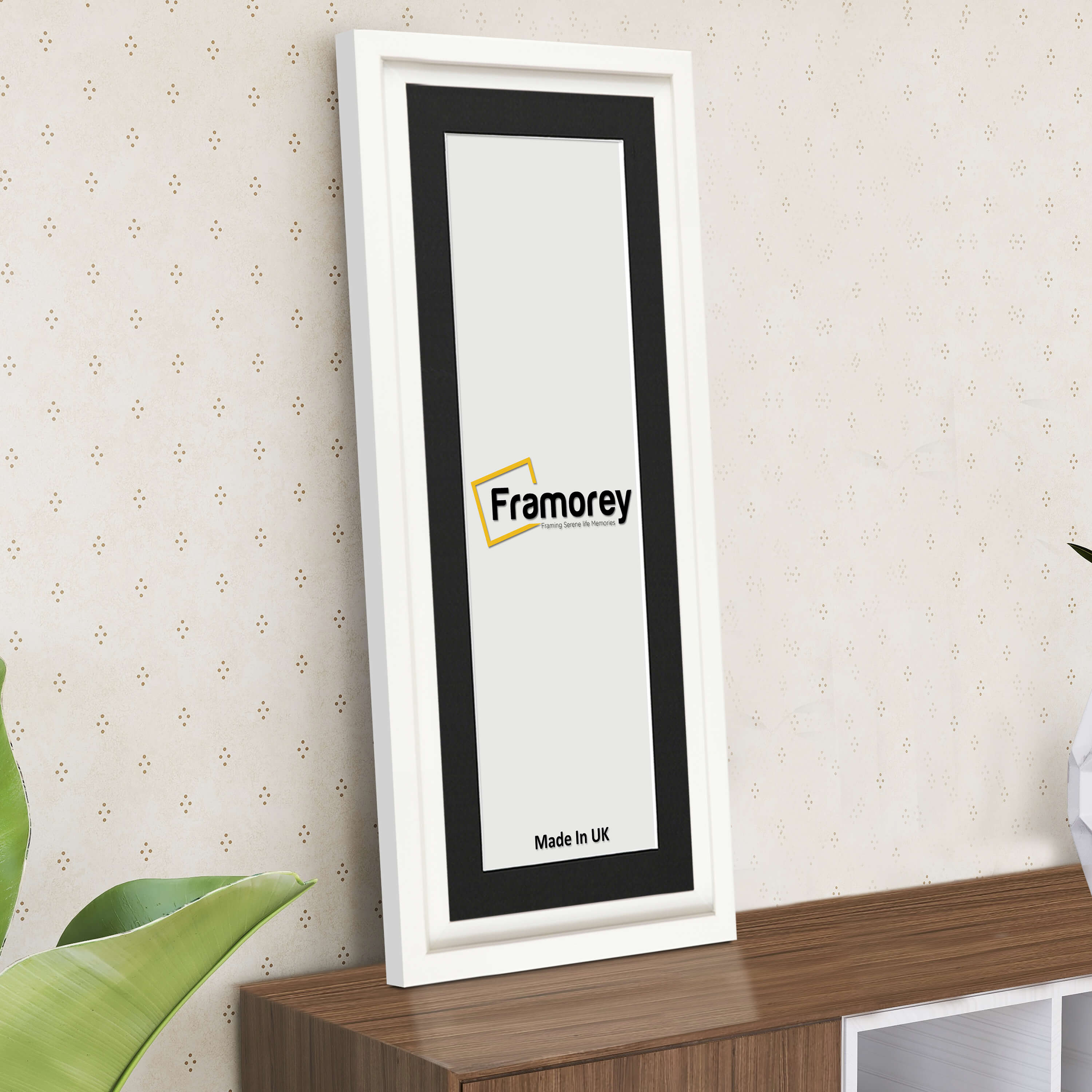 Panorama Style White Oslo Picture Frames With Black Mount