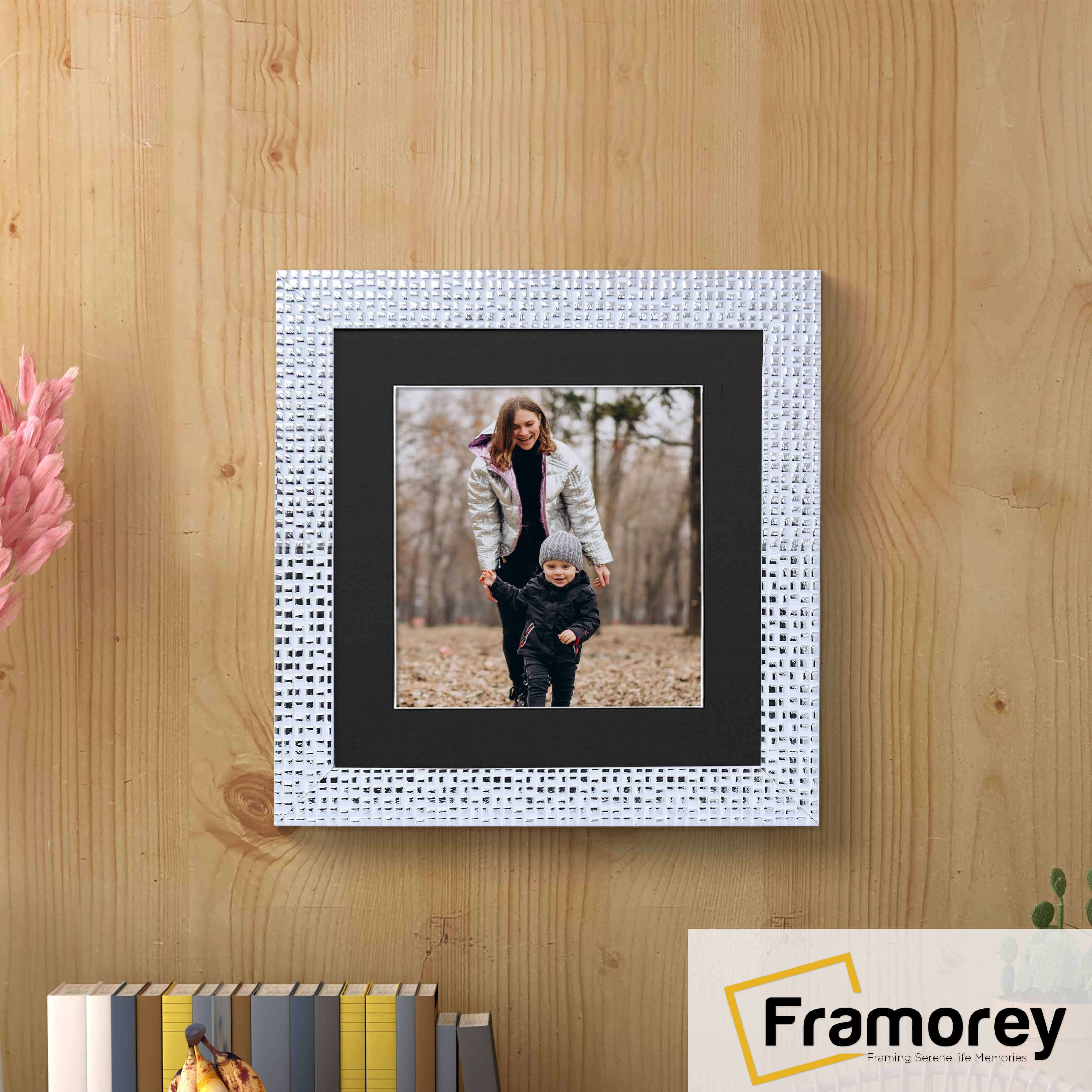 Square Size White Picture Frame Rockstar Style Photo Frame With Black Mount