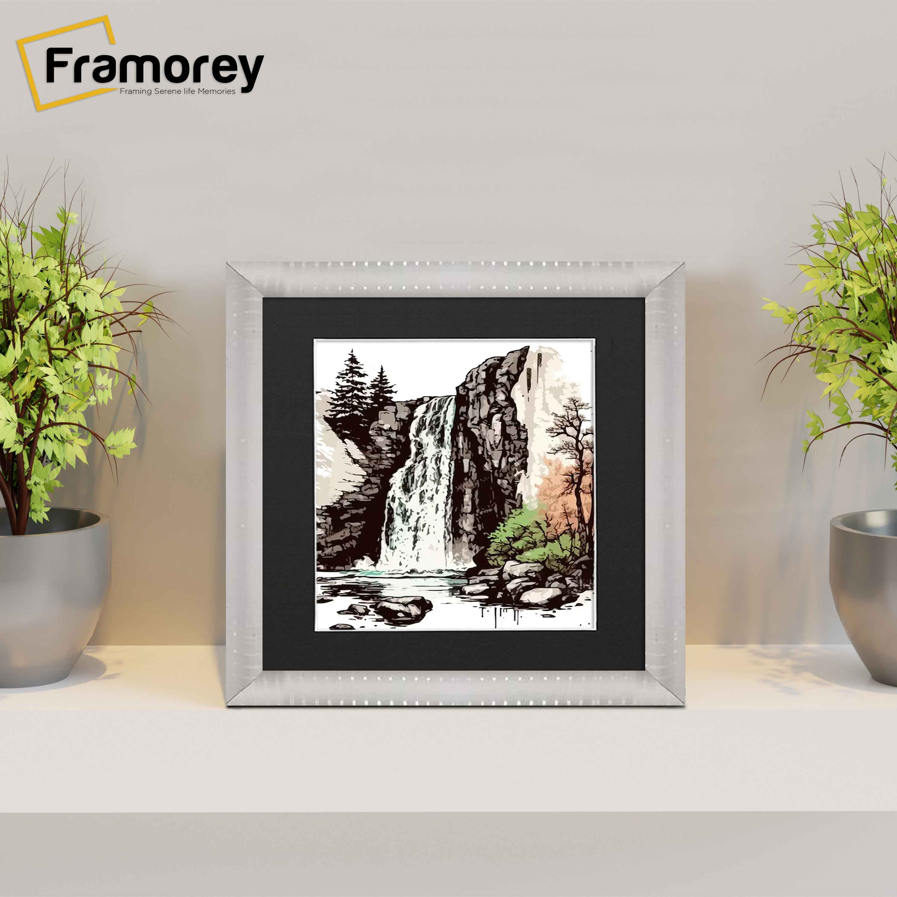 White Wall Hanging Picture Frame Square Size Frame With Black Mount