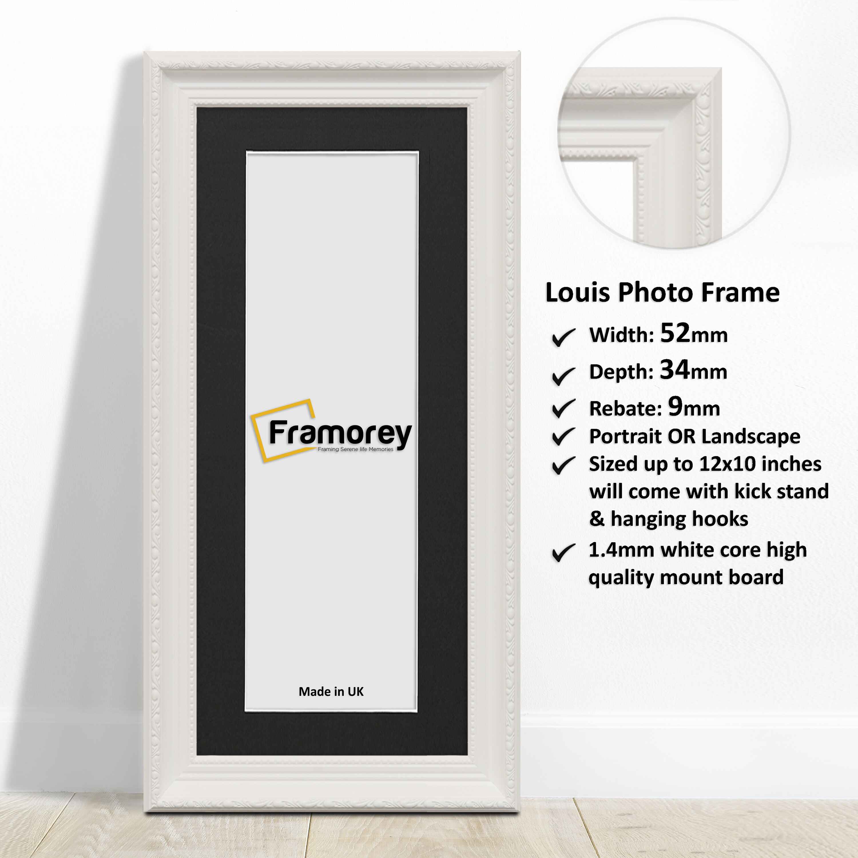 Panoramic Size Louis White Maxi Art Poster Frames Picture Frames With Black Mount