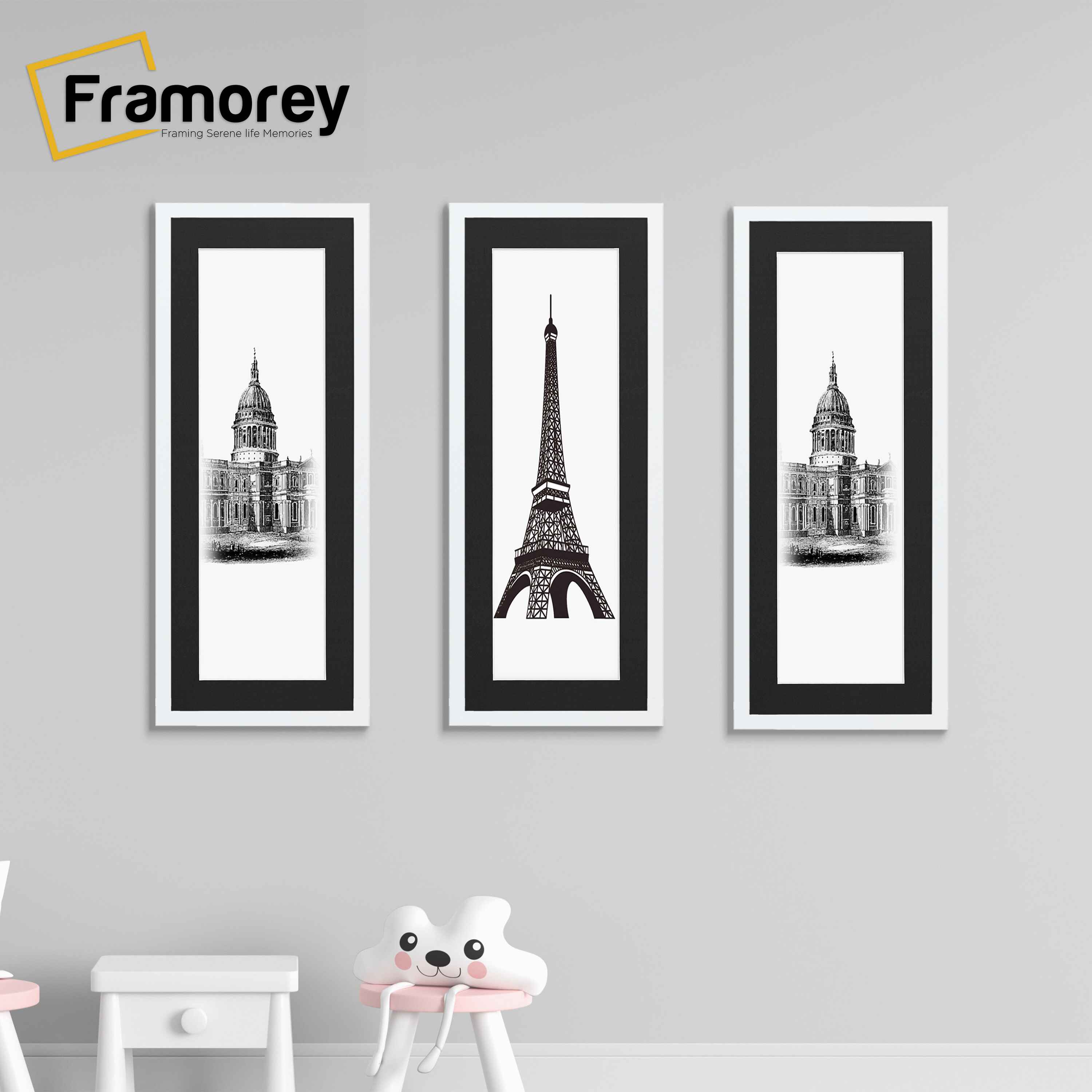 White Thin Matt Panoramic Photo Frames With Black Mount