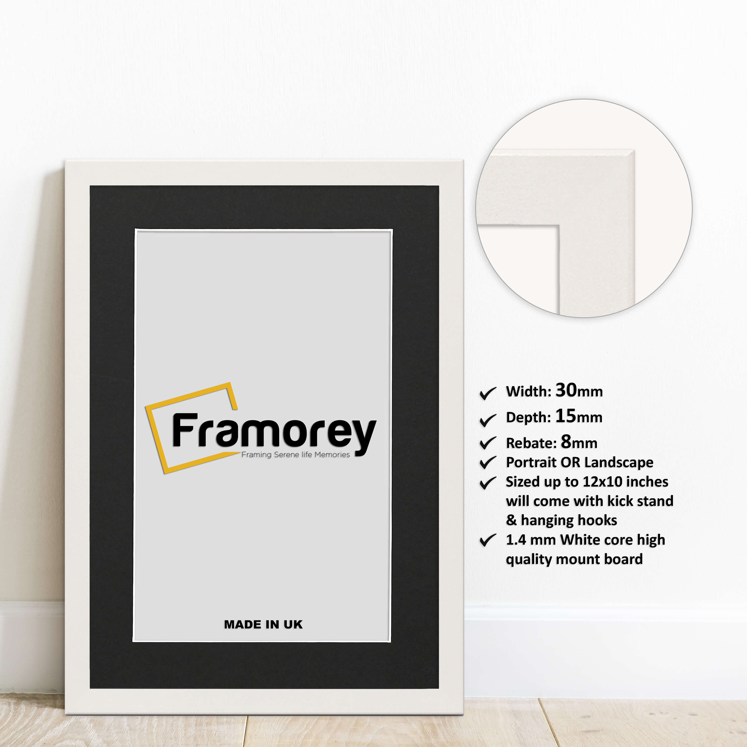 White Picture Frame with Black Mount