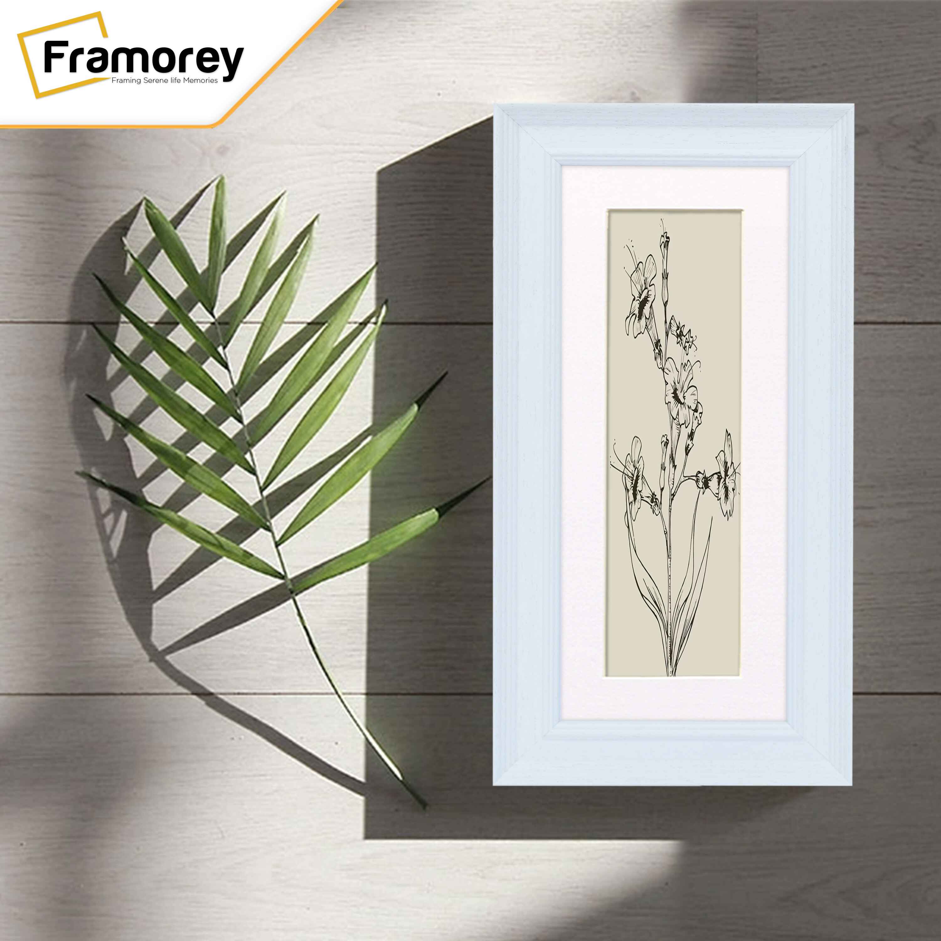 Panoramic Size Grained White Picture Frame Photo Frame Fletcher Wood With White Mount