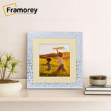 Square Size White Picture Frame Rockstar Style Photo Frame With Ivory Mount