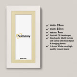 Panoramic White Picture Frames Handmade Wooden Frames With Ivory Mount