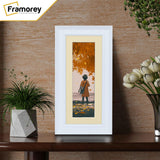 Panoramic Size Grained White Picture Frame Photo Frame Fletcher Wood With Ivory Mount
