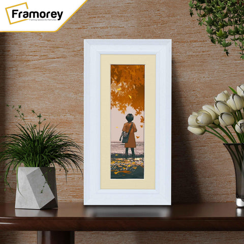 Panoramic Size Grained White Picture Frame Photo Frame Fletcher Wood With Ivory Mount