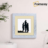 Square Size White Picture Frame Rockstar Style Photo Frame With Ivory Mount