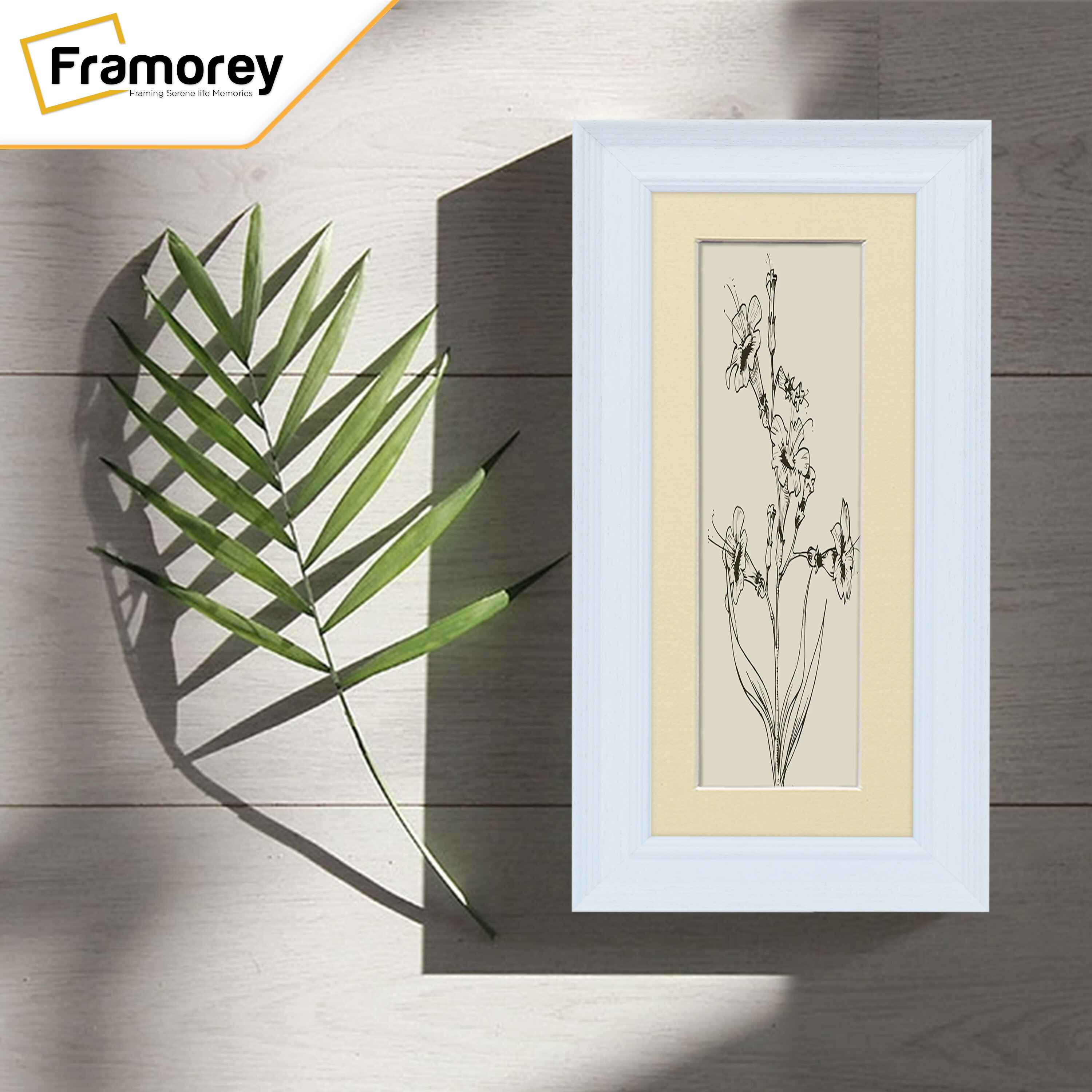 Panoramic Size Grained White Picture Frame Photo Frame Fletcher Wood With Ivory Mount