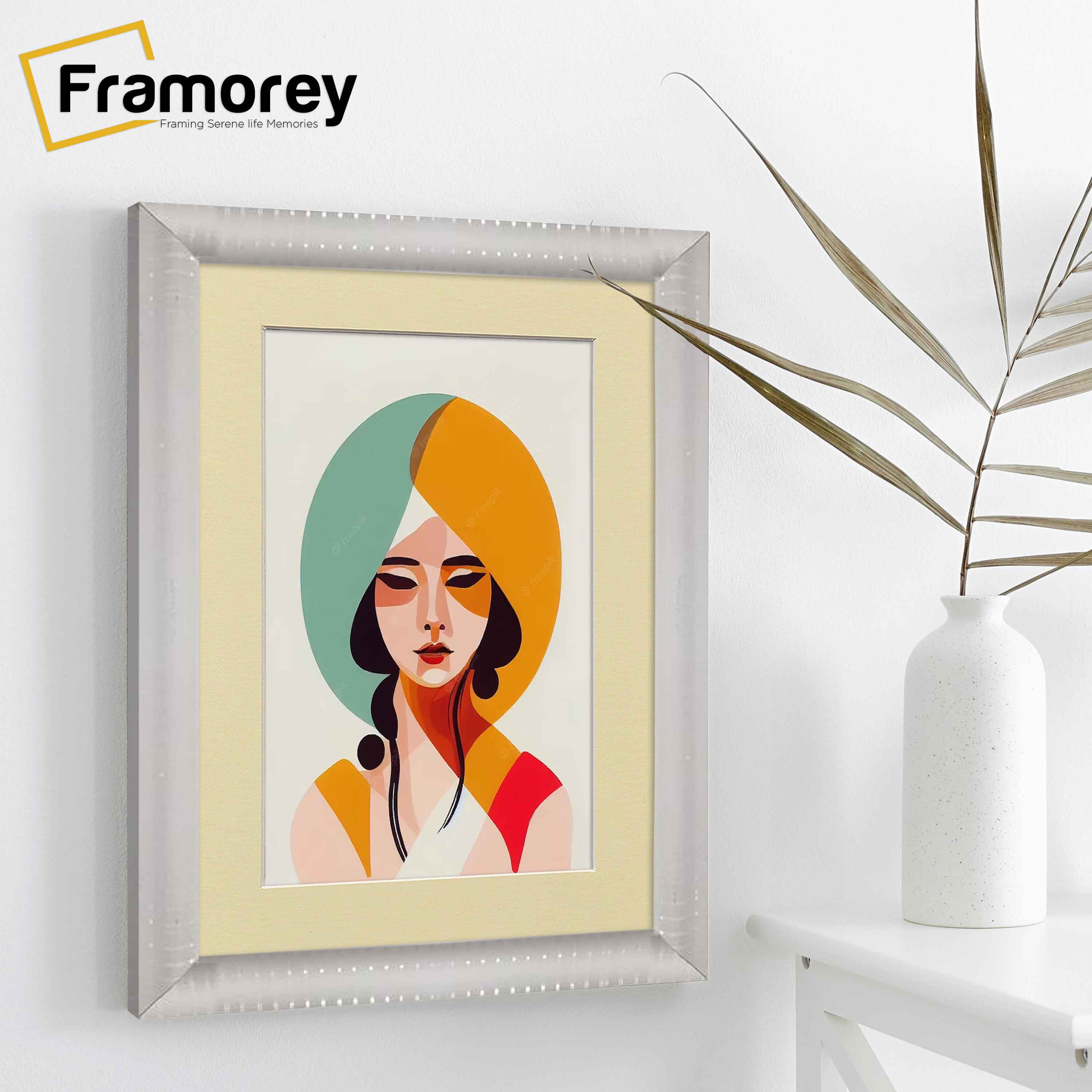 White Wall Photo Frame poster Frame With Ivory Mount