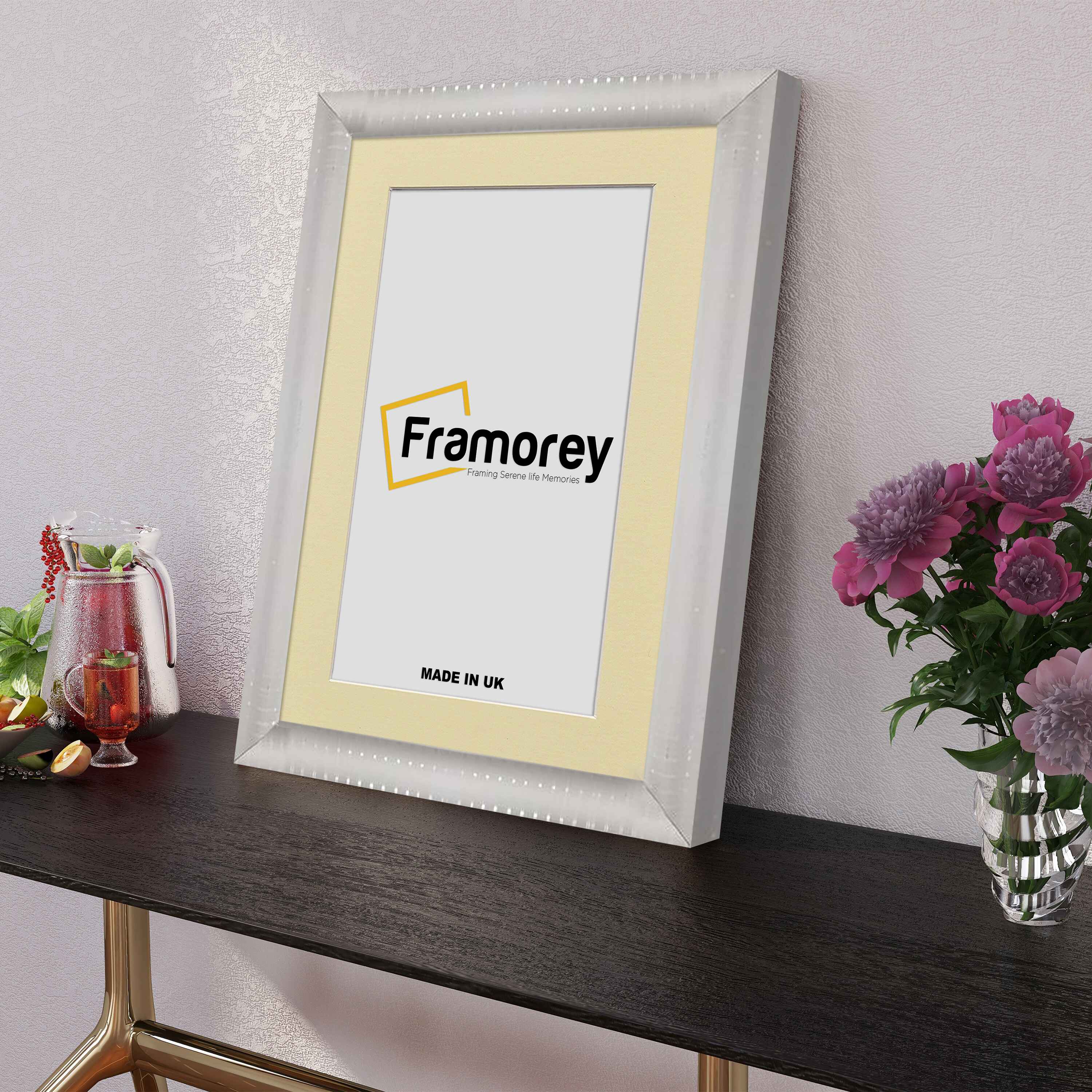 White Wall Photo Frame poster Frame With Ivory Mount