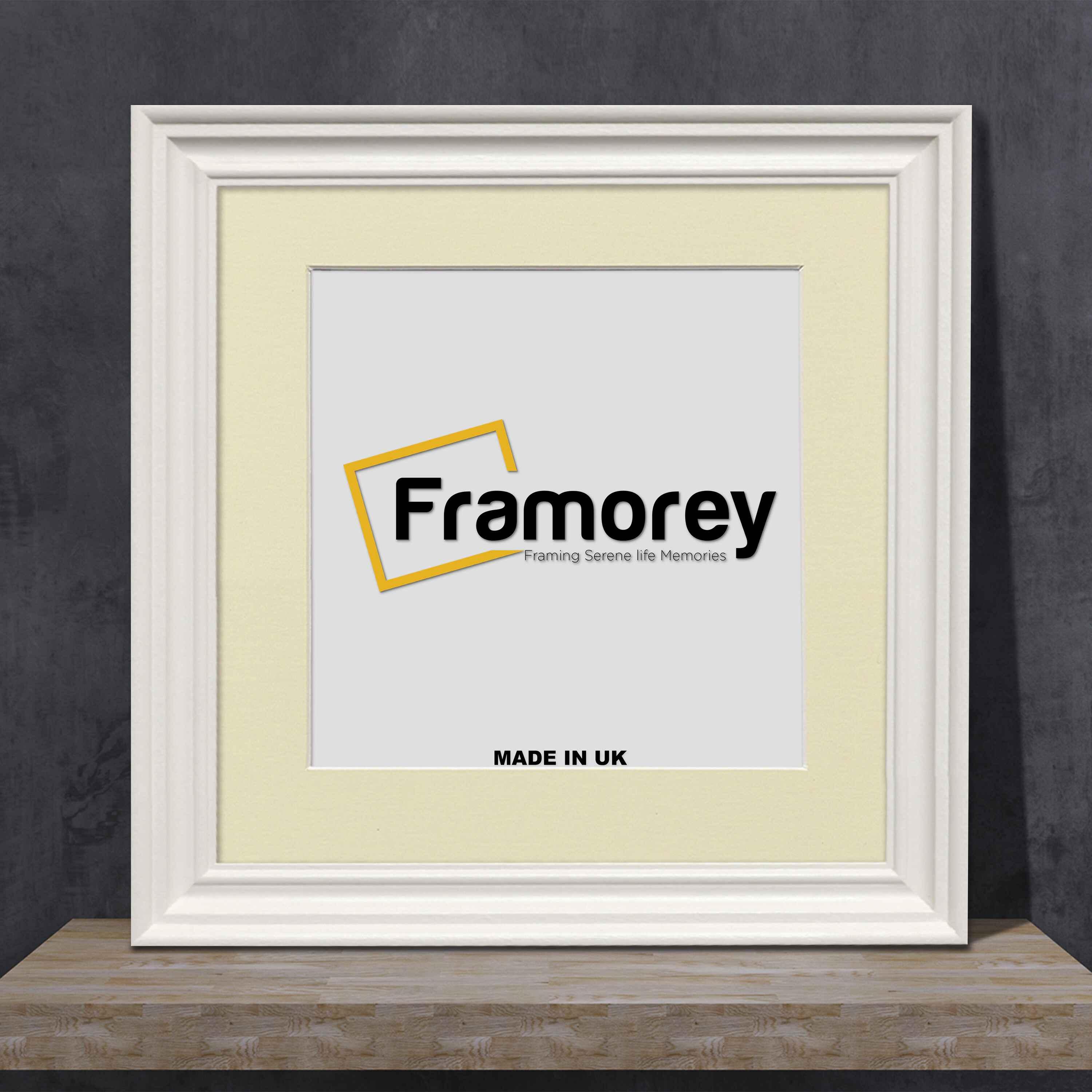 Square Whispy Frame Swept Style Square White Picture Frame with Ivory Mount – FRAMOREY