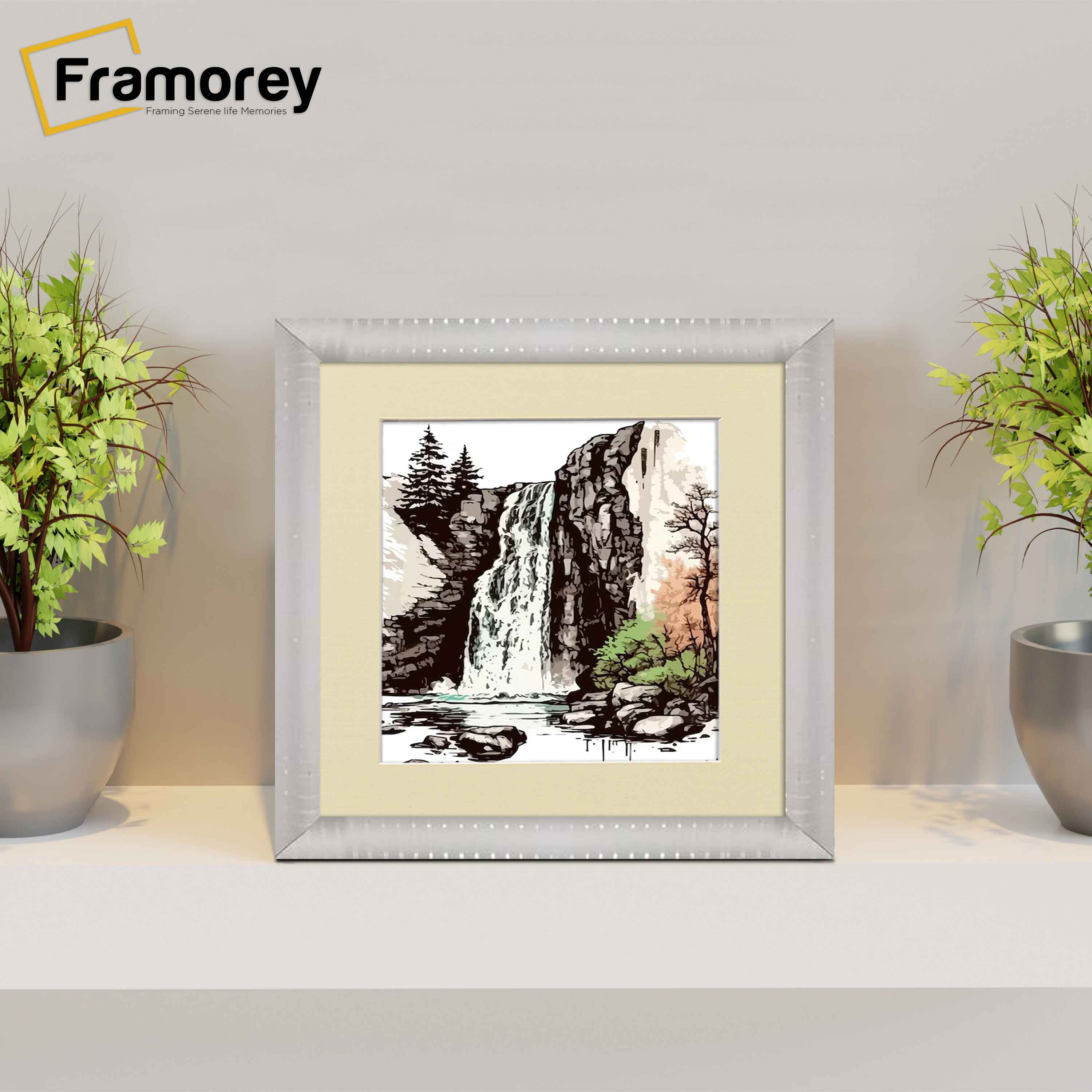 White Wall Hanging Picture Frame Square Size Frame With Ivory Mount