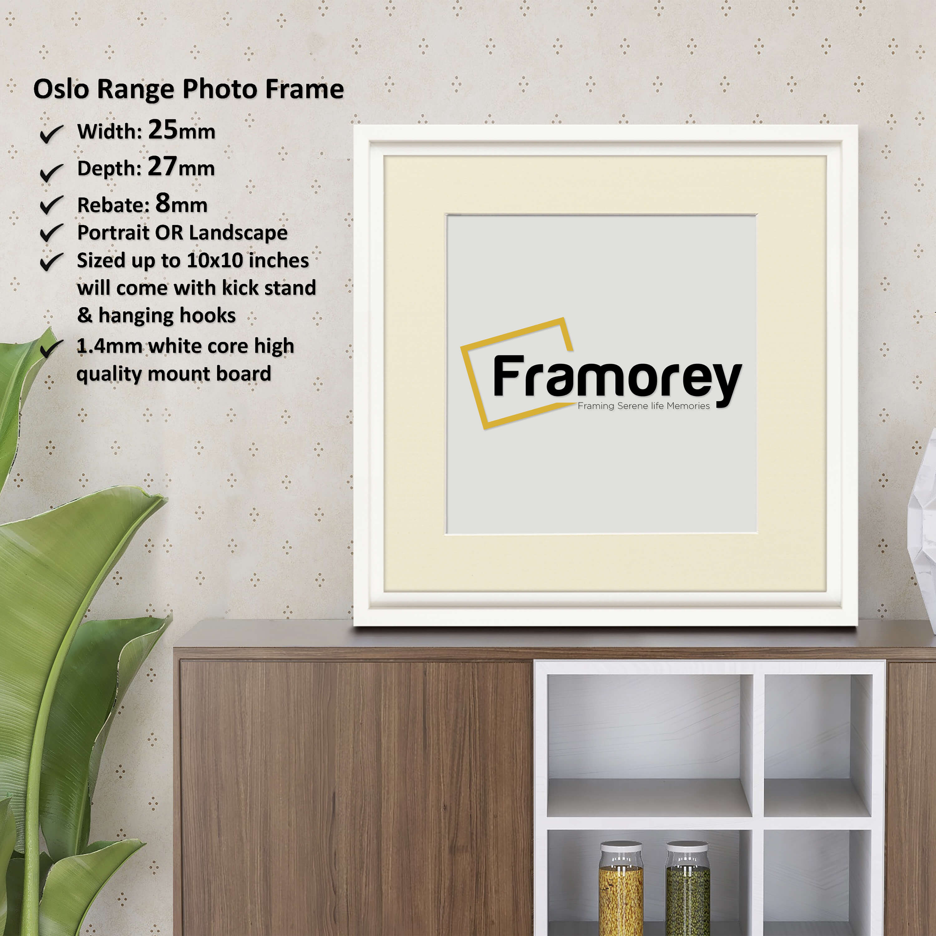 Square Size White Oslo Photo Frames Wall Art Frames With Ivory Mount