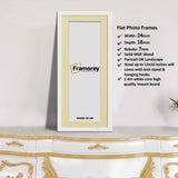 Flat Panoramic White Photo Frame Wall Art Frame With Ivory Mount