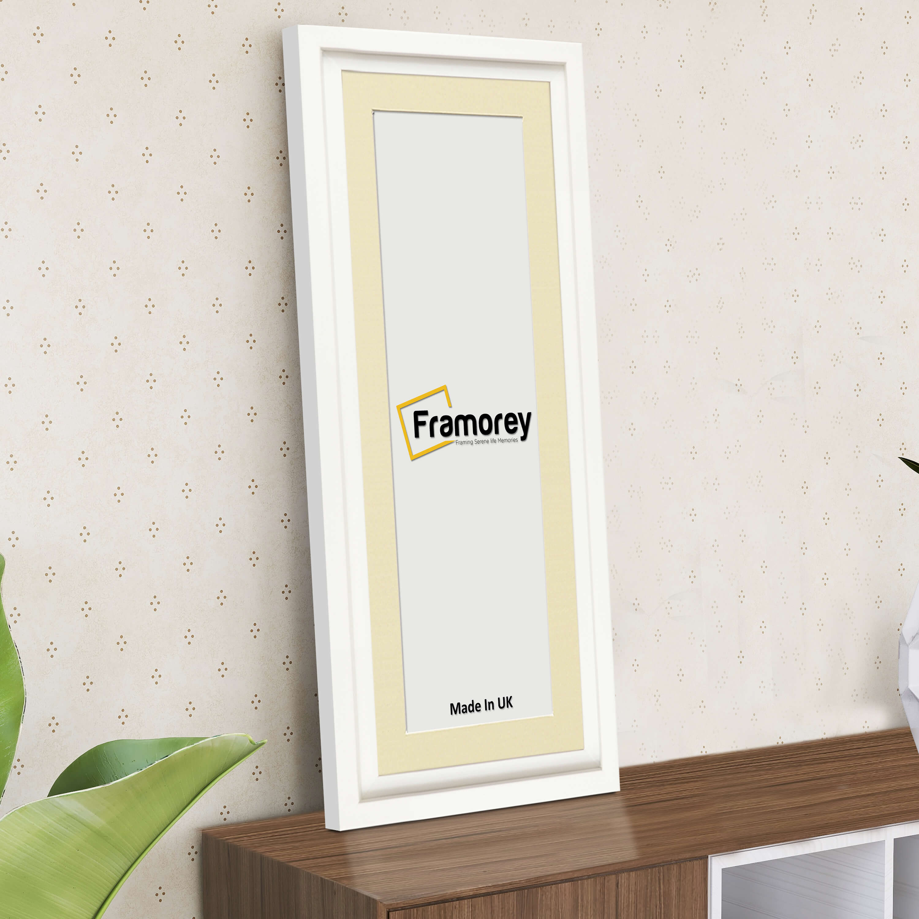 Panorama Style White Oslo Picture Frames With Ivory Mount