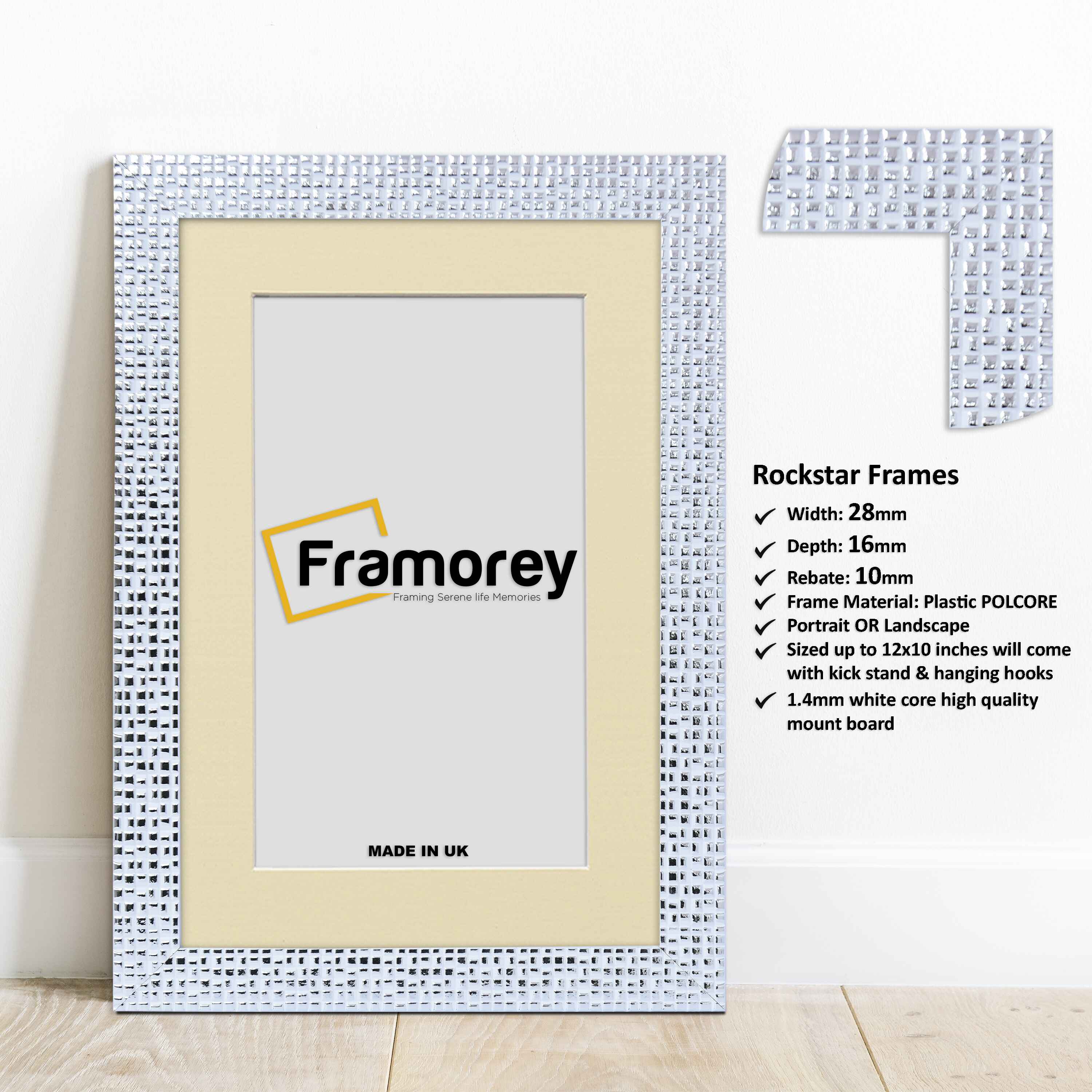 White Picture Frame Photo Frame Rockstar Wall Art Frame With Ivory Mount