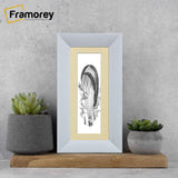 Panoramic Size Limed White Engraved Frames Handmade Poster Frames With Ivory Mount