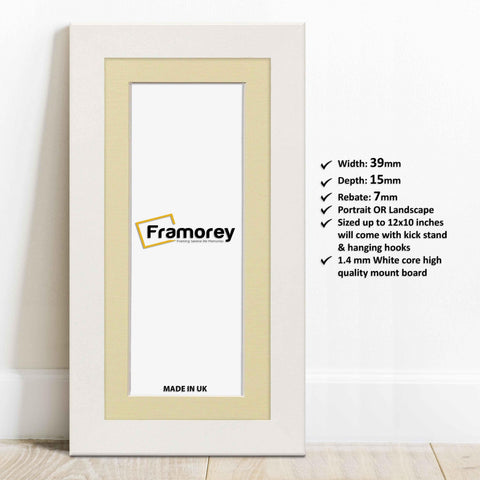 Panoramic White Picture Frames Handmade Wooden Frames With Ivory Mount