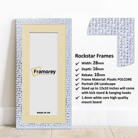Panoramic White Picture Frame Rockstar Wall Art Frame With Ivory Mount