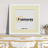 Flat Square White Poster Frame Wall Art Frame With Ivory Mount