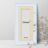 Panoramic Size Grained White Picture Frame Photo Frame Fletcher Wood With Ivory Mount
