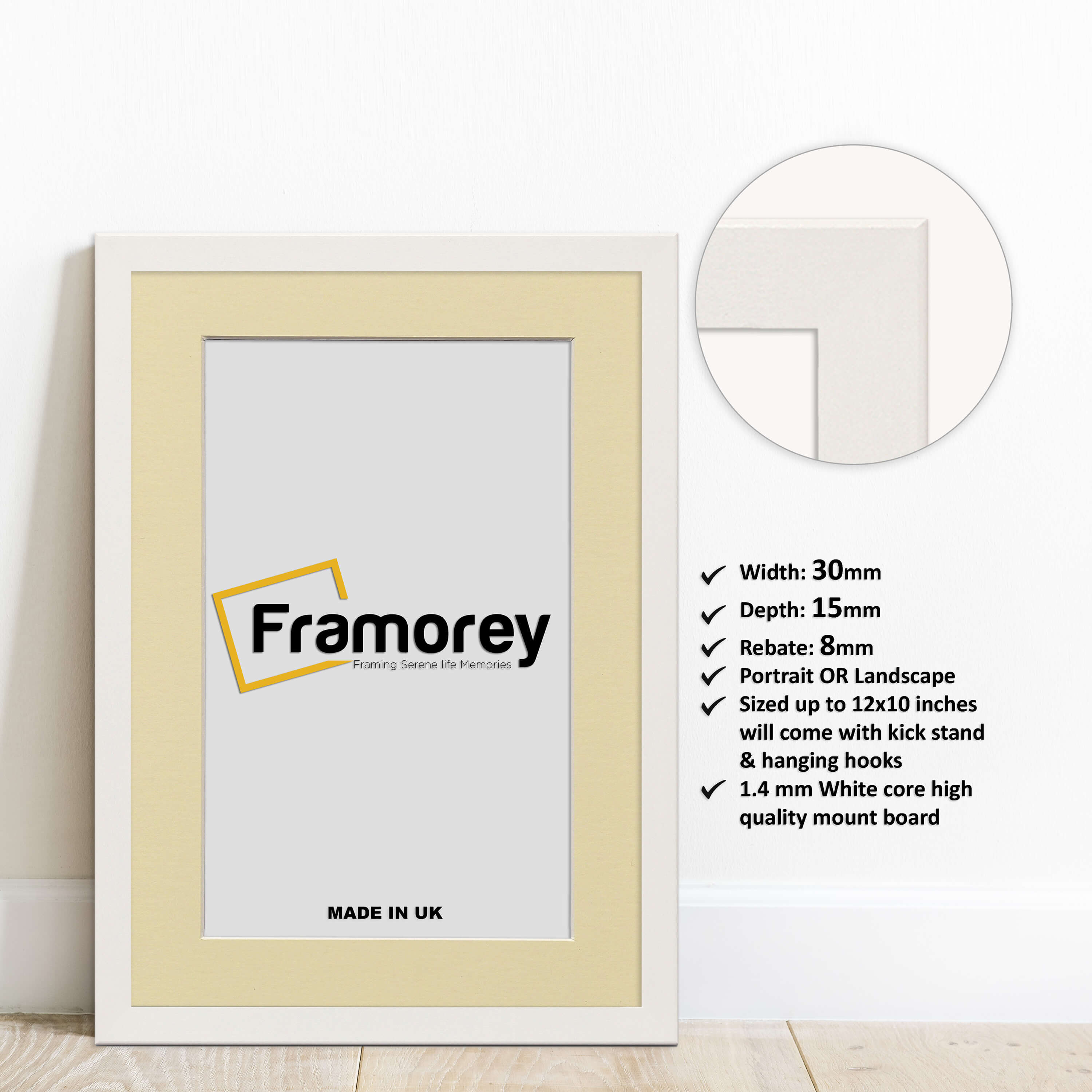 White Picture Frame With Ivory Mount
