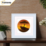 Square Size Grained White Picture Frame Fletcher Wood Style With White Mount