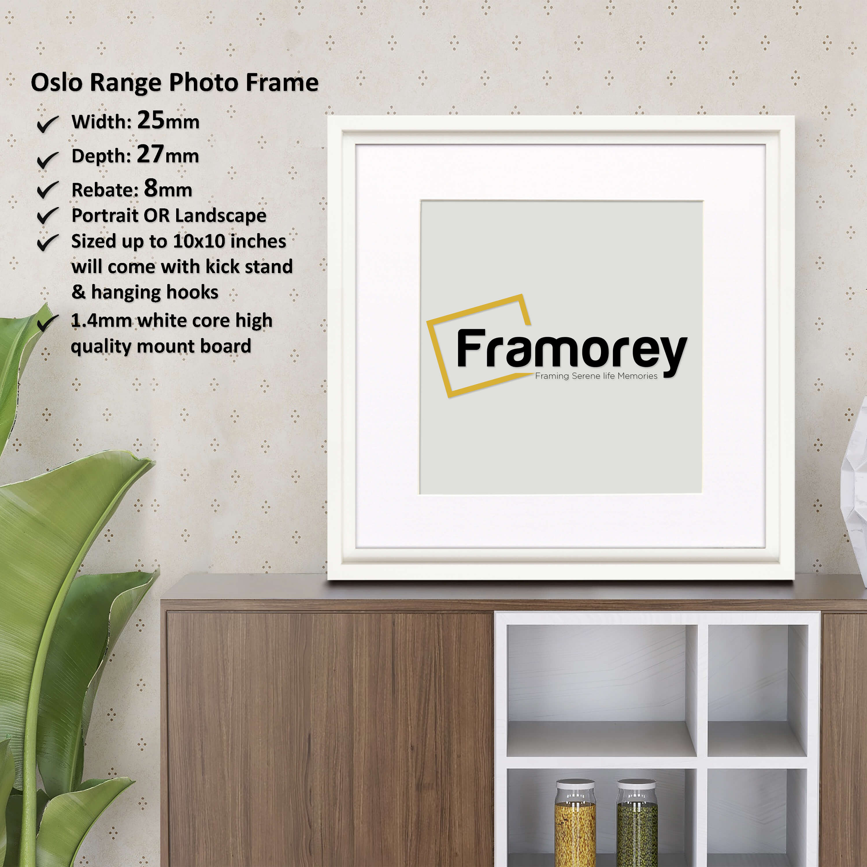 Square Size White Oslo Photo Frames Wall Art Frames With White Mount