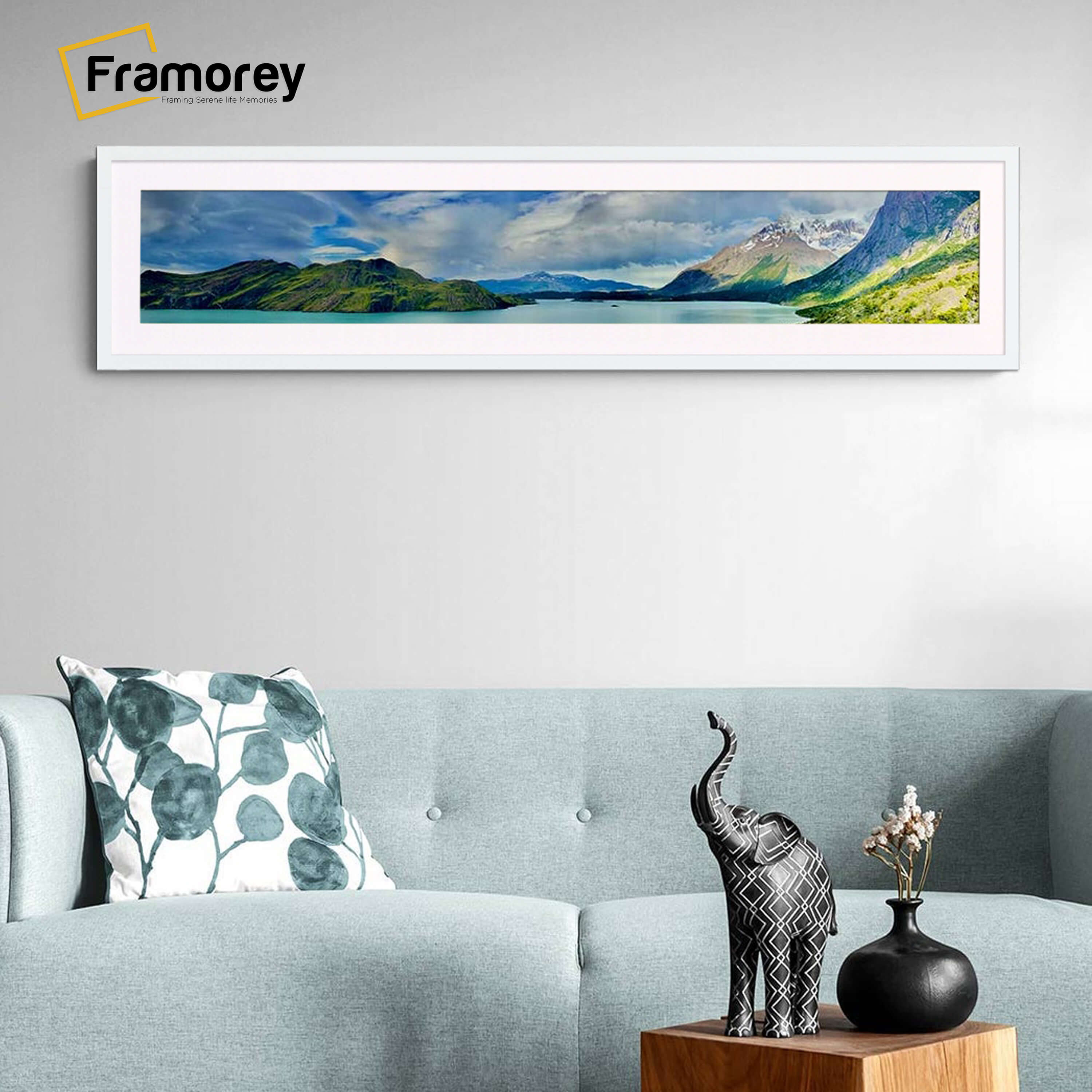 White Thin Matt Panoramic Photo Frames With White Mount
