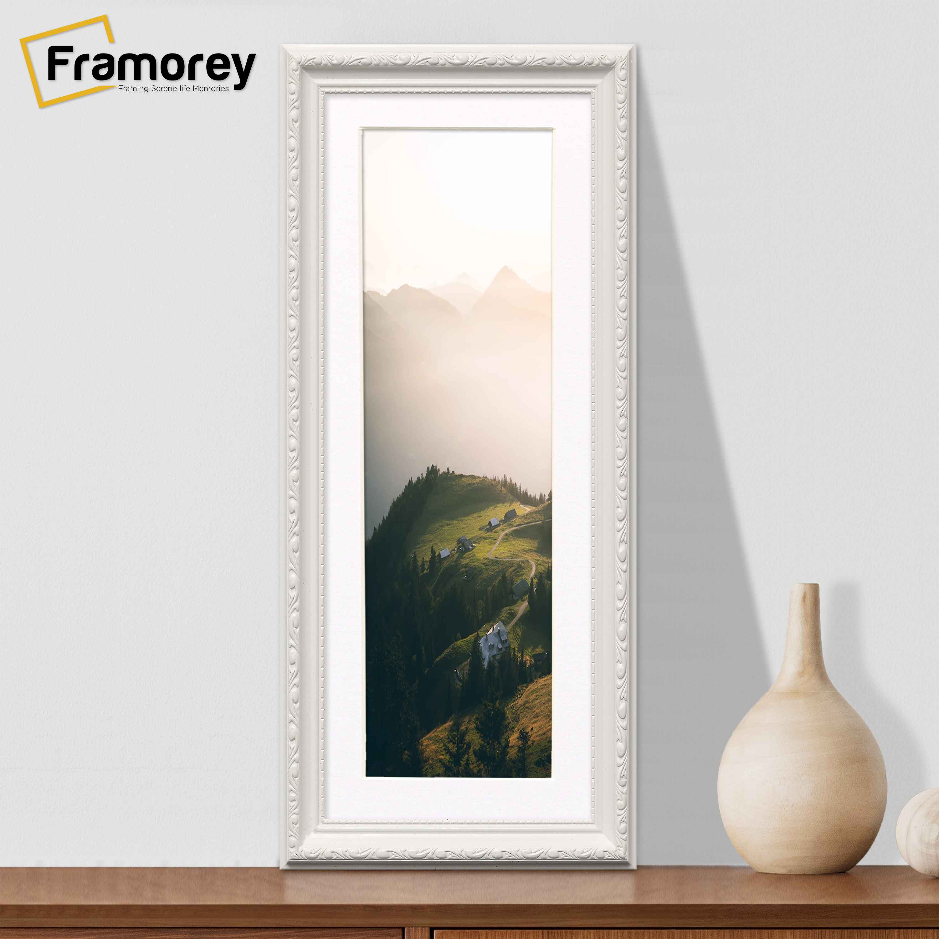 Panoramic Size White Picture Frame Shabby Wall Frames With White Mount