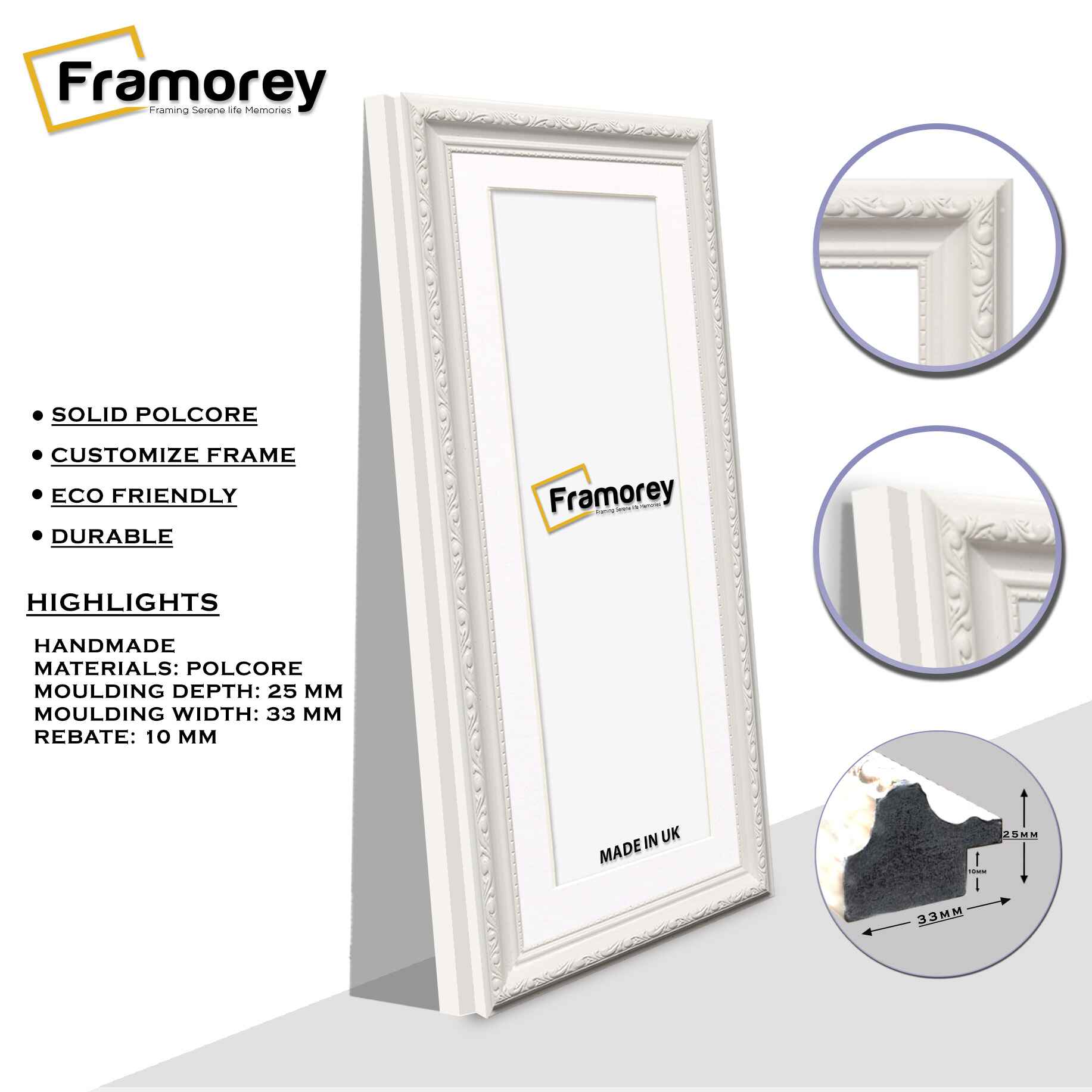 Panoramic Size White Picture Frame Shabby Wall Frames With White Mount
