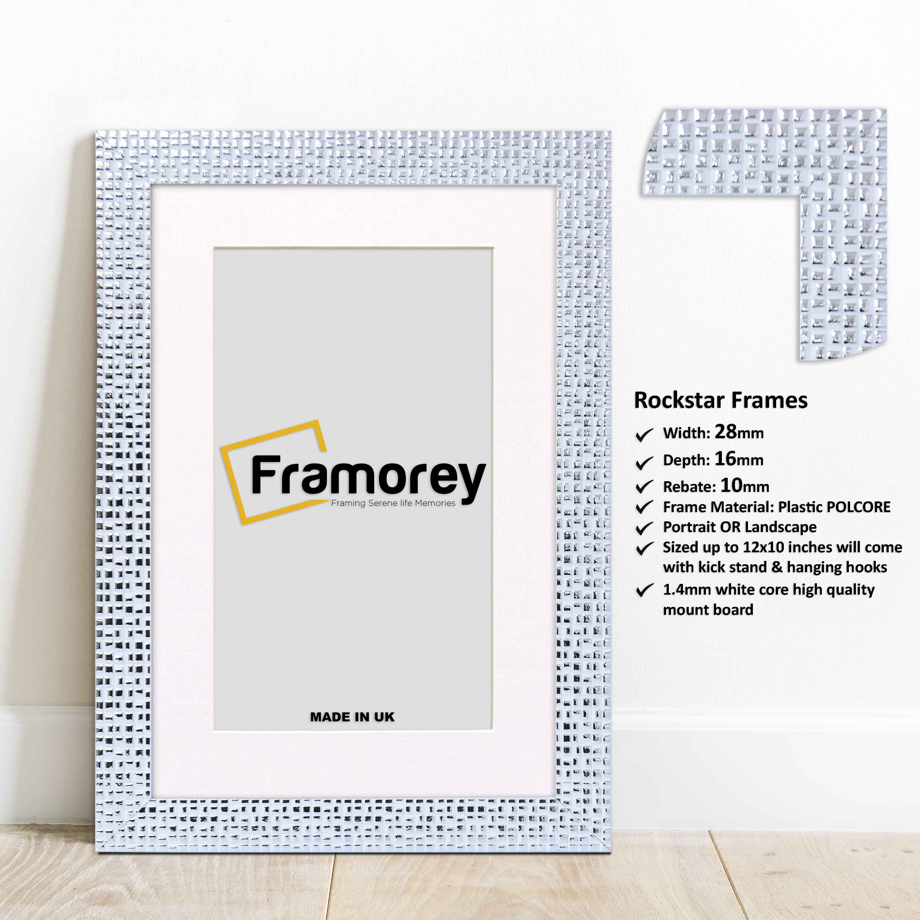 White Picture Frame Photo Frame Rockstar Wall Art Frame With White Mount