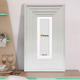 Panoramic White Wooden Picture Frame Big Step Style With White Mount