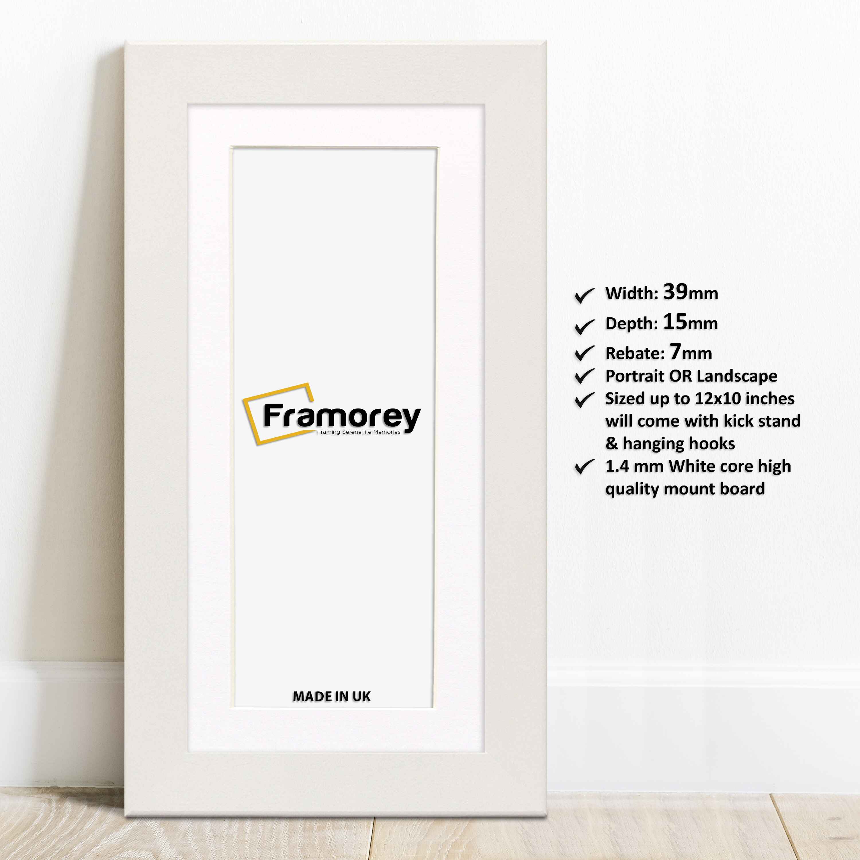 Panoramic Size White Picture Frames Handmade Wooden Poster Frames With White Mount