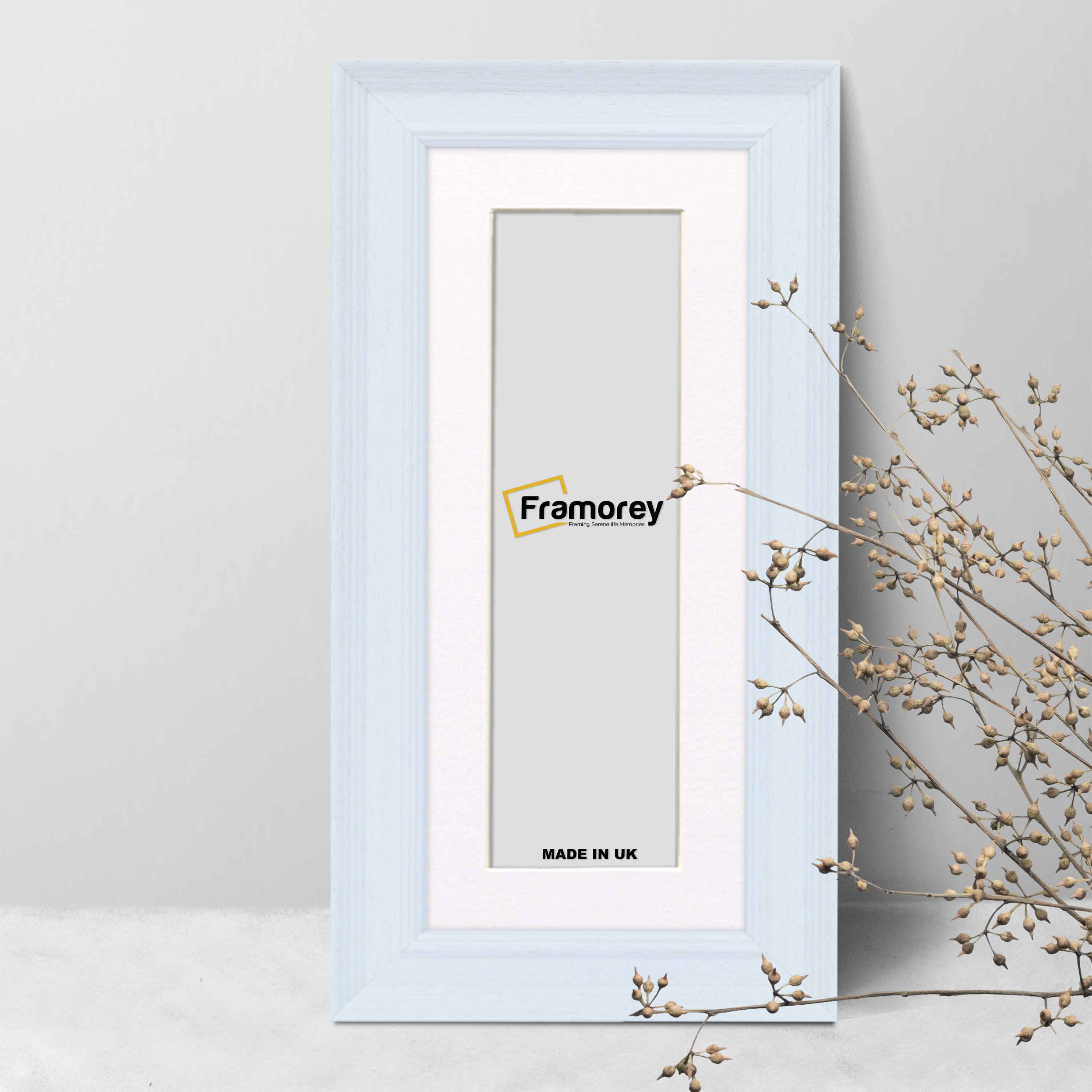 Panoramic Size Grained White Picture Frame Photo Frame Fletcher Wood With White Mount