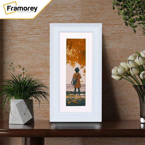 Panoramic Size Grained White Picture Frame Photo Frame Fletcher Wood With White Mount