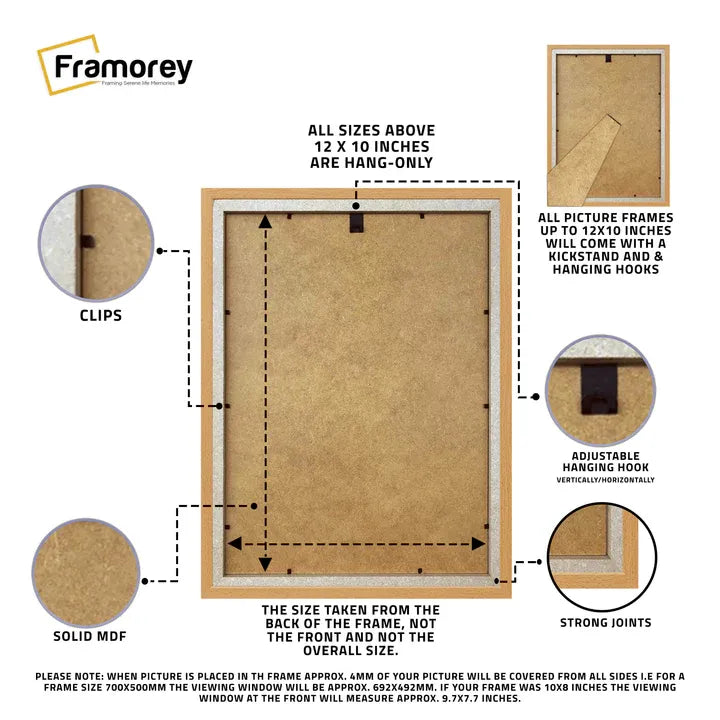 Back side view of a Beach Picture Frame with some focus on its features.