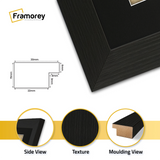 Square Size Thin Ash Black Frame With Black Mount