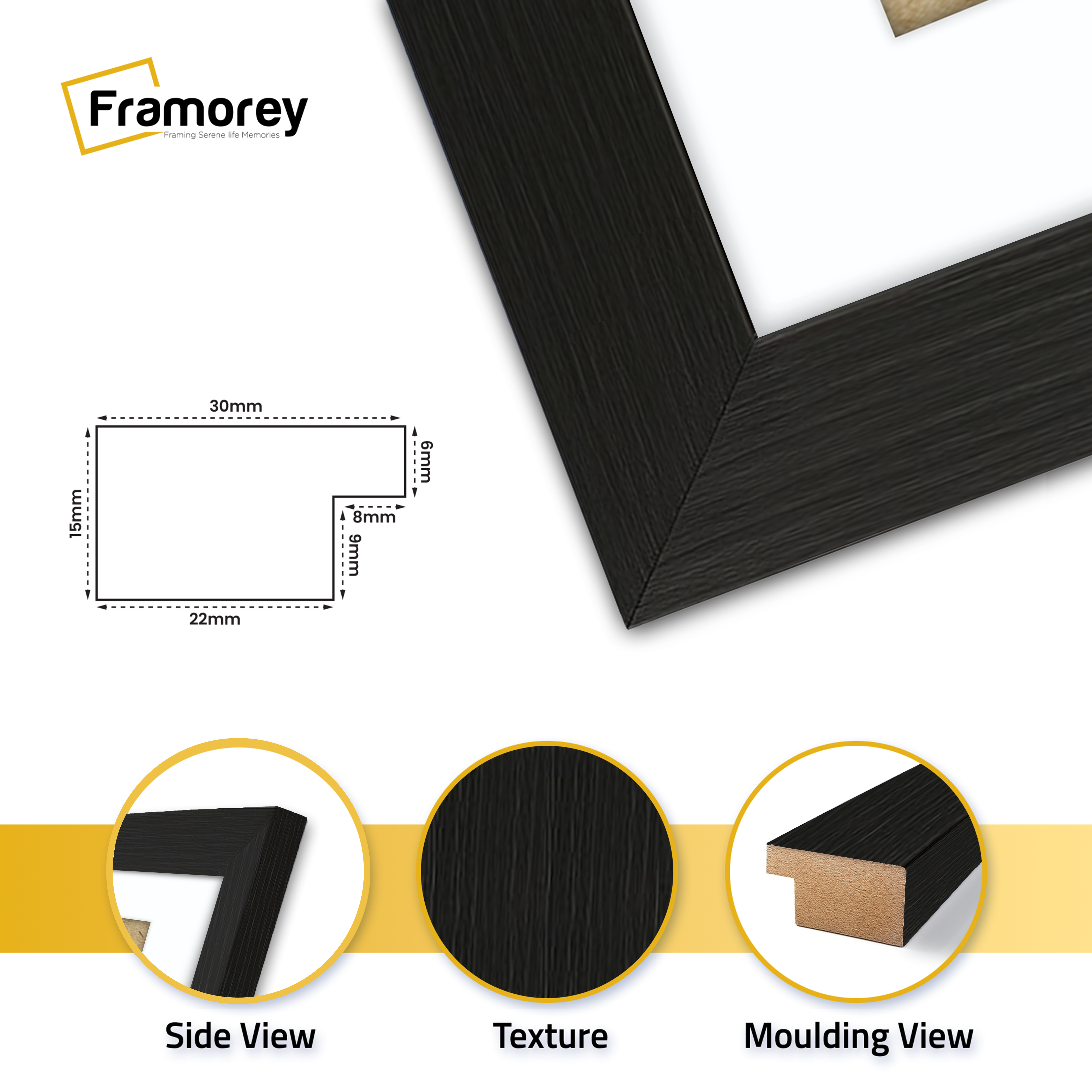Thin Ash Black Picture Frame With White Mount