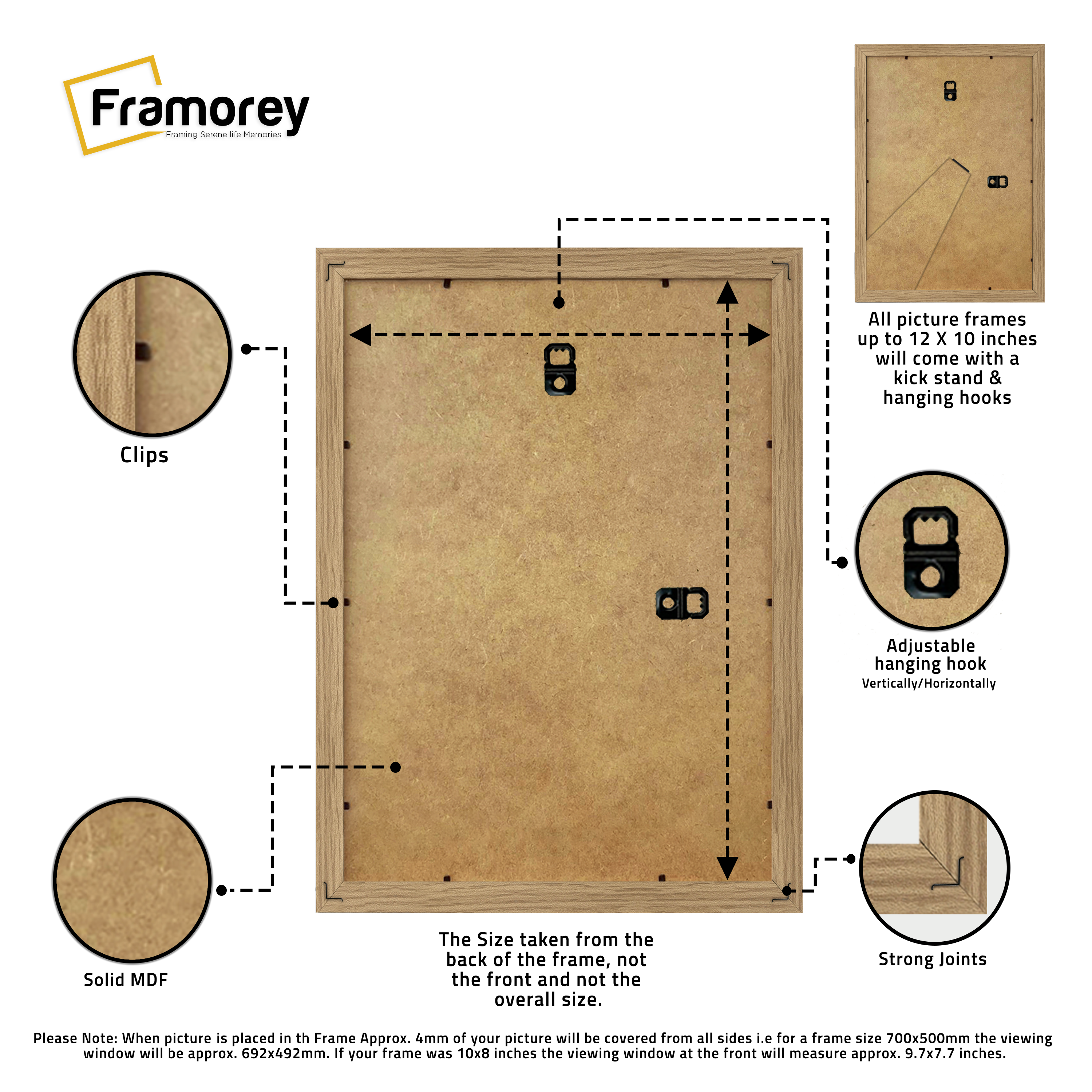 Thin Matt Oak Picture Frame With White Mount