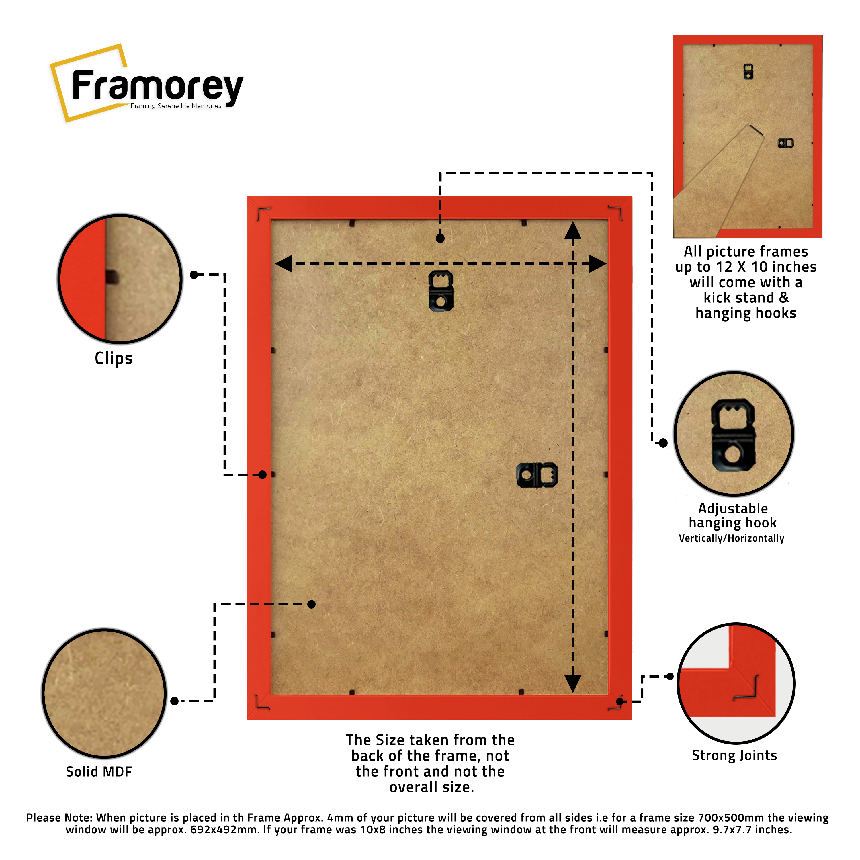 Thin Matt Red Picture Frame With White Mount