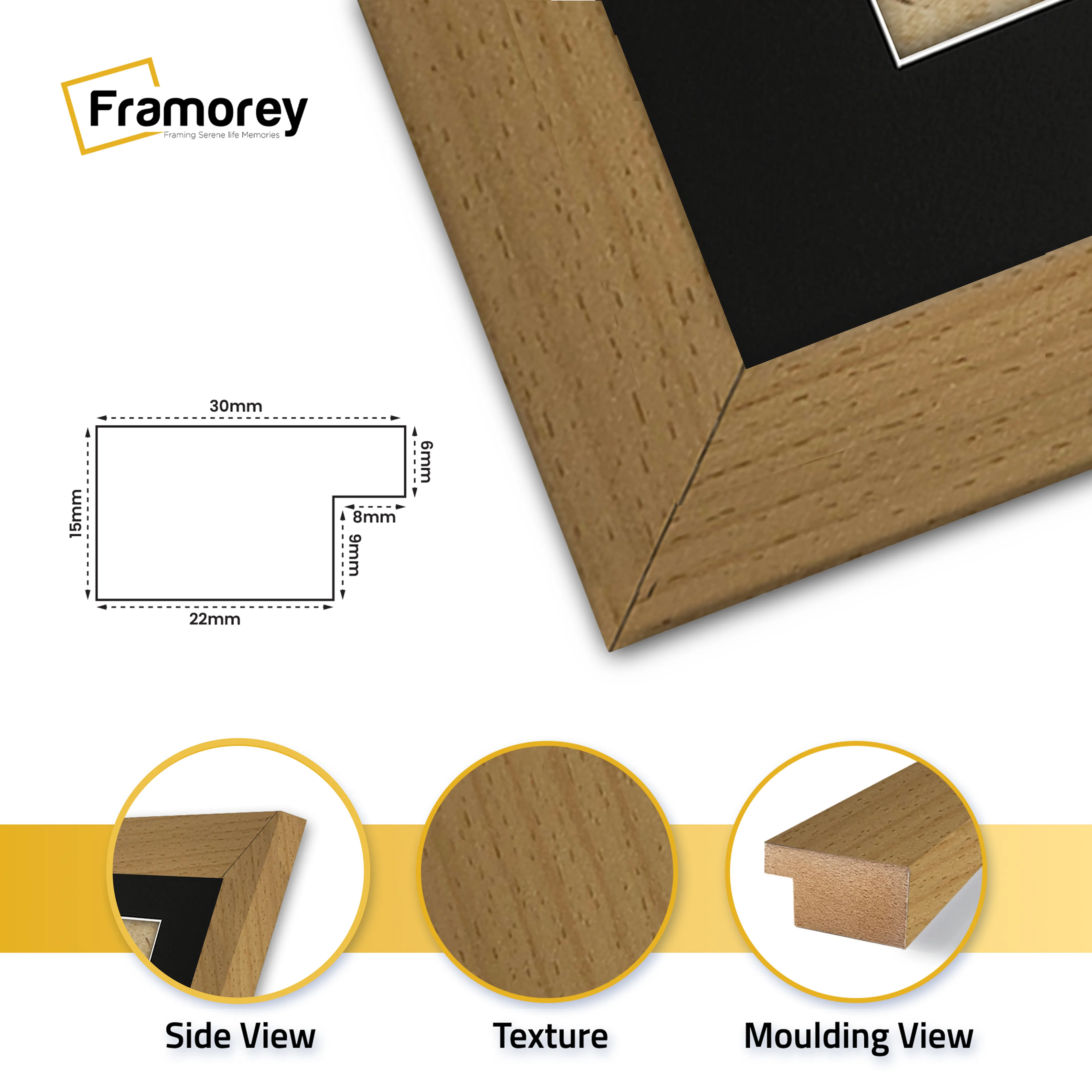 Panoramic Beech Picture Frame With Black Mount Wall Decor Frame