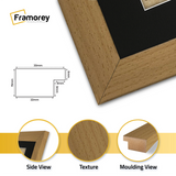 Square Size Beech Picture Frame With Black Mount