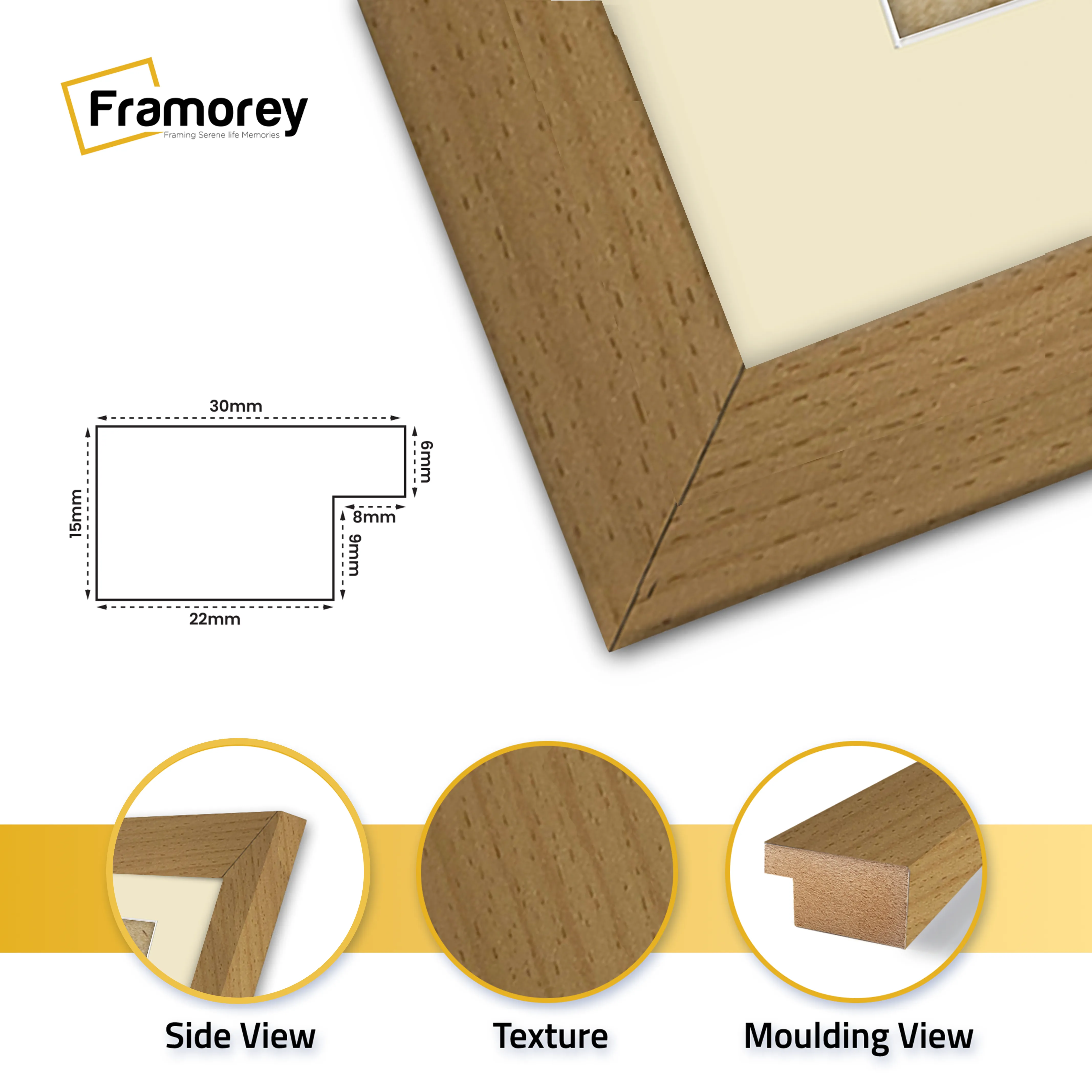 Panoramic Beech Picture Frame With Ivory Mount Wall Decor Frame