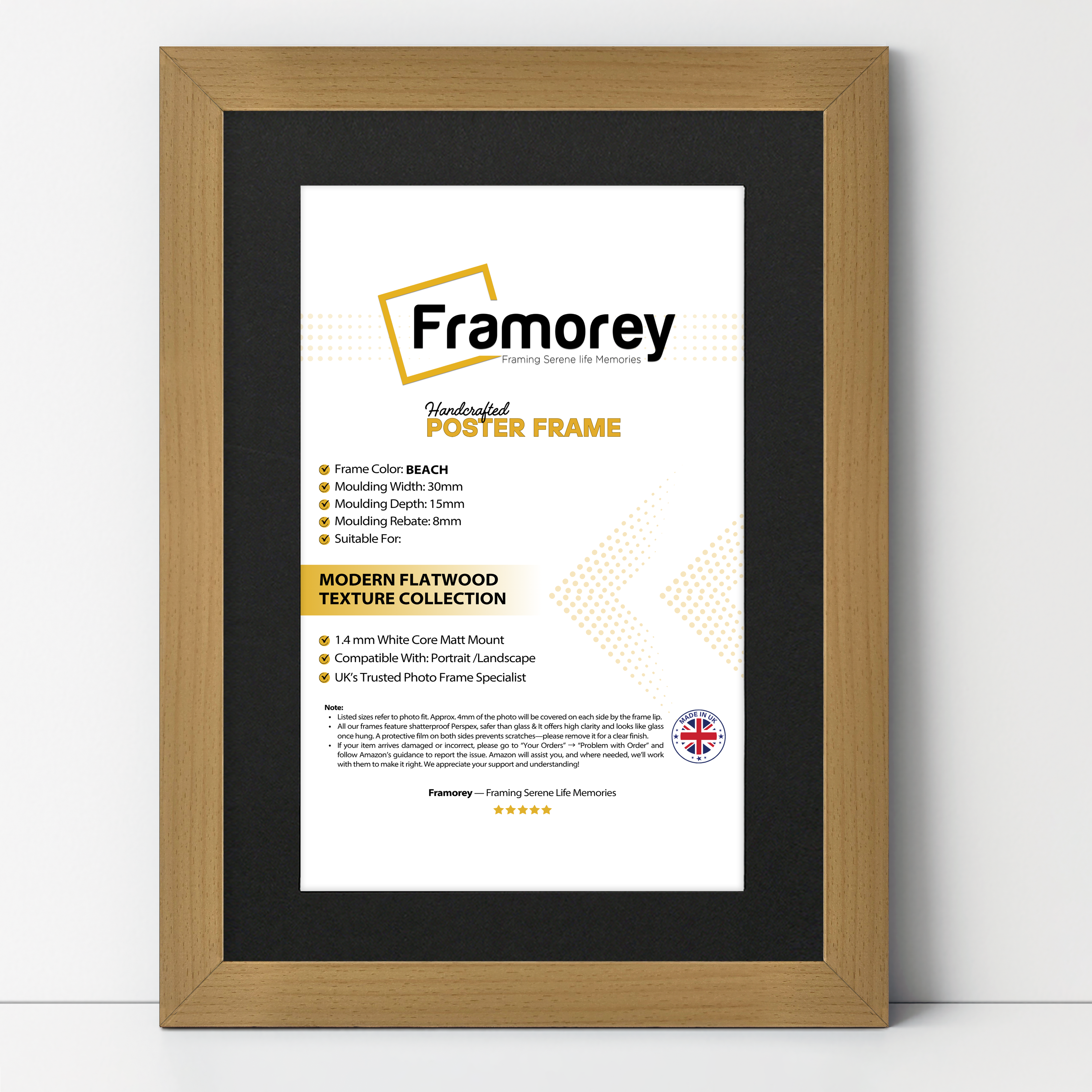 Beech Picture Frame With Black Mount