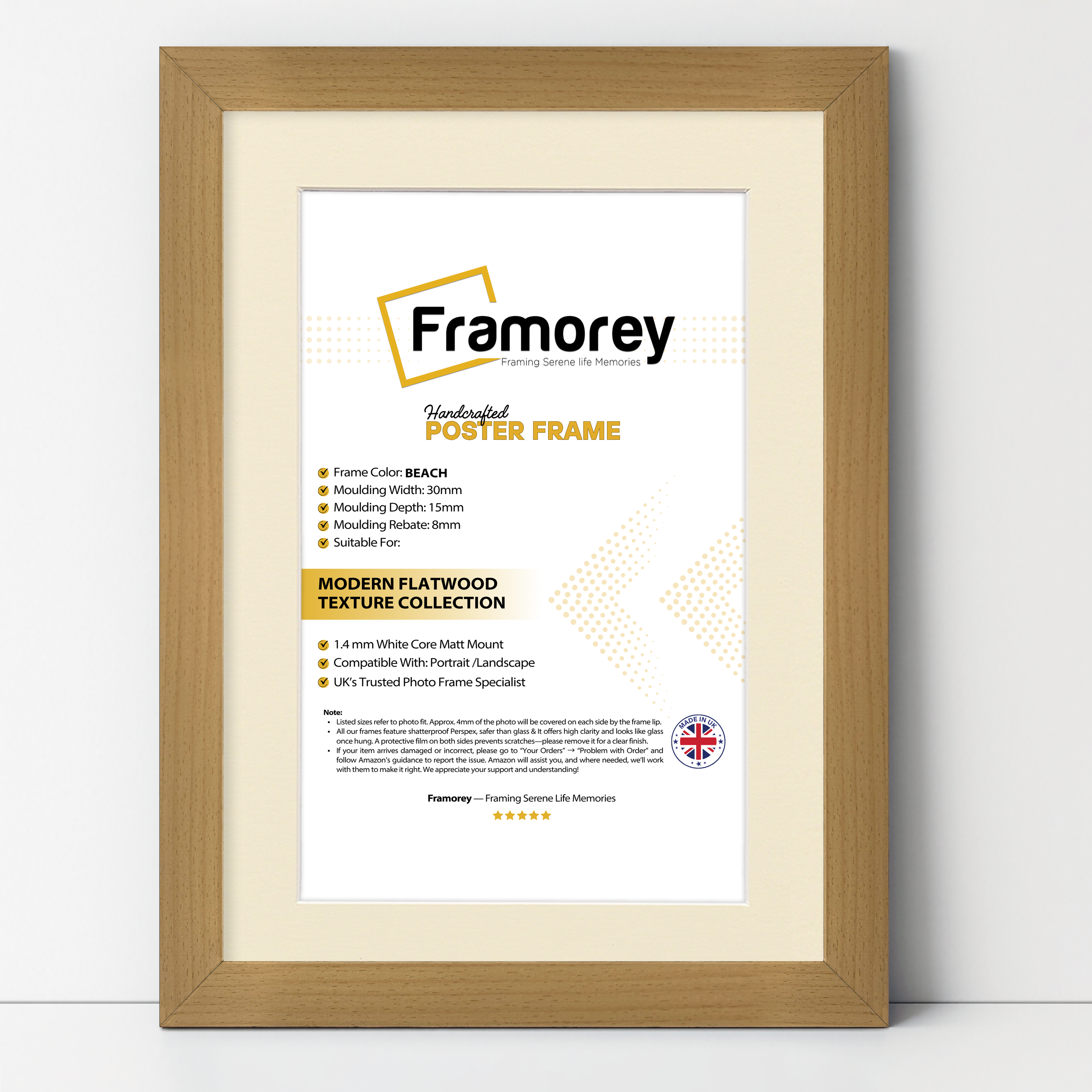 Beech Picture Frame With Ivory Mount