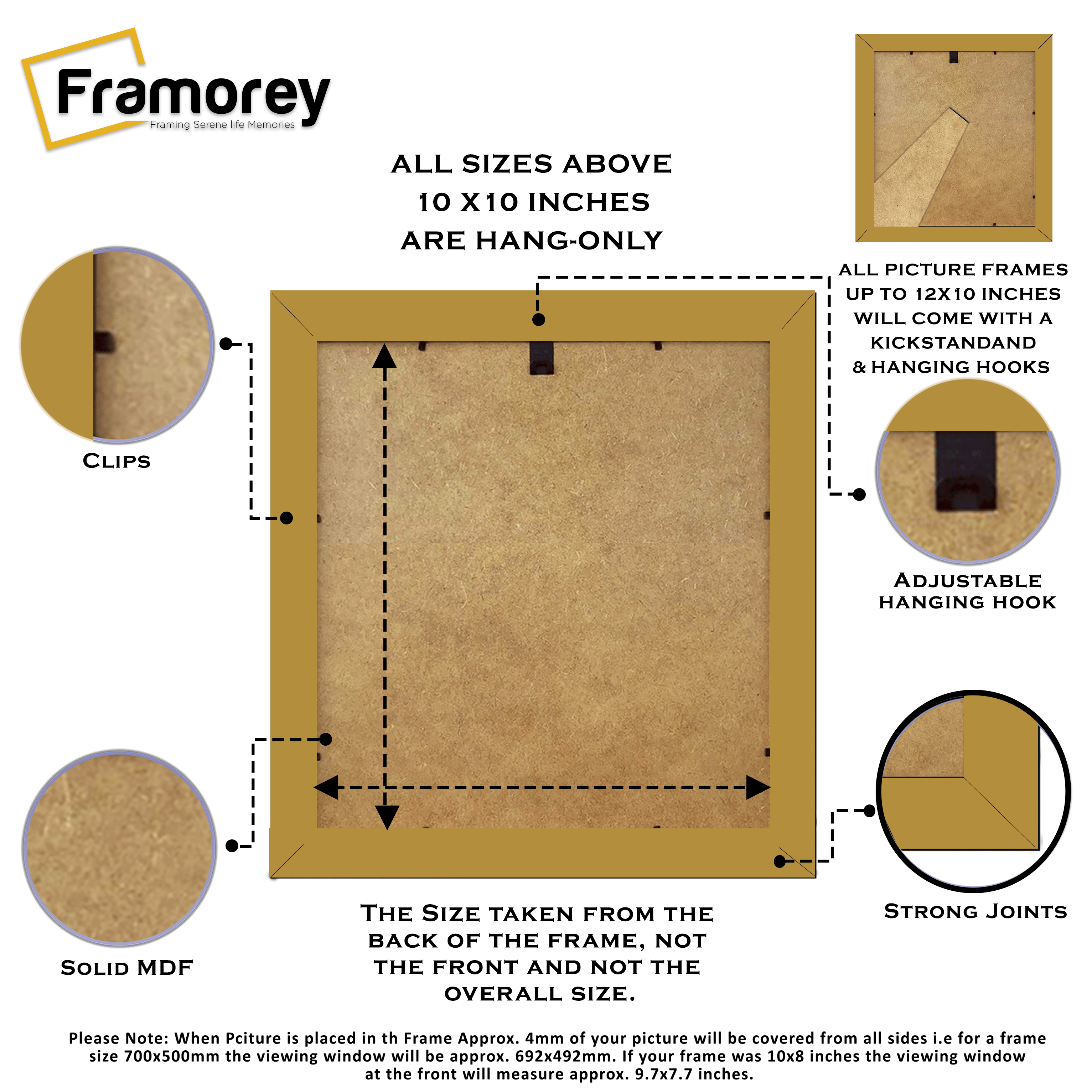 Square Size Picture Frame Gold Glitter Sparkle Photo Frames