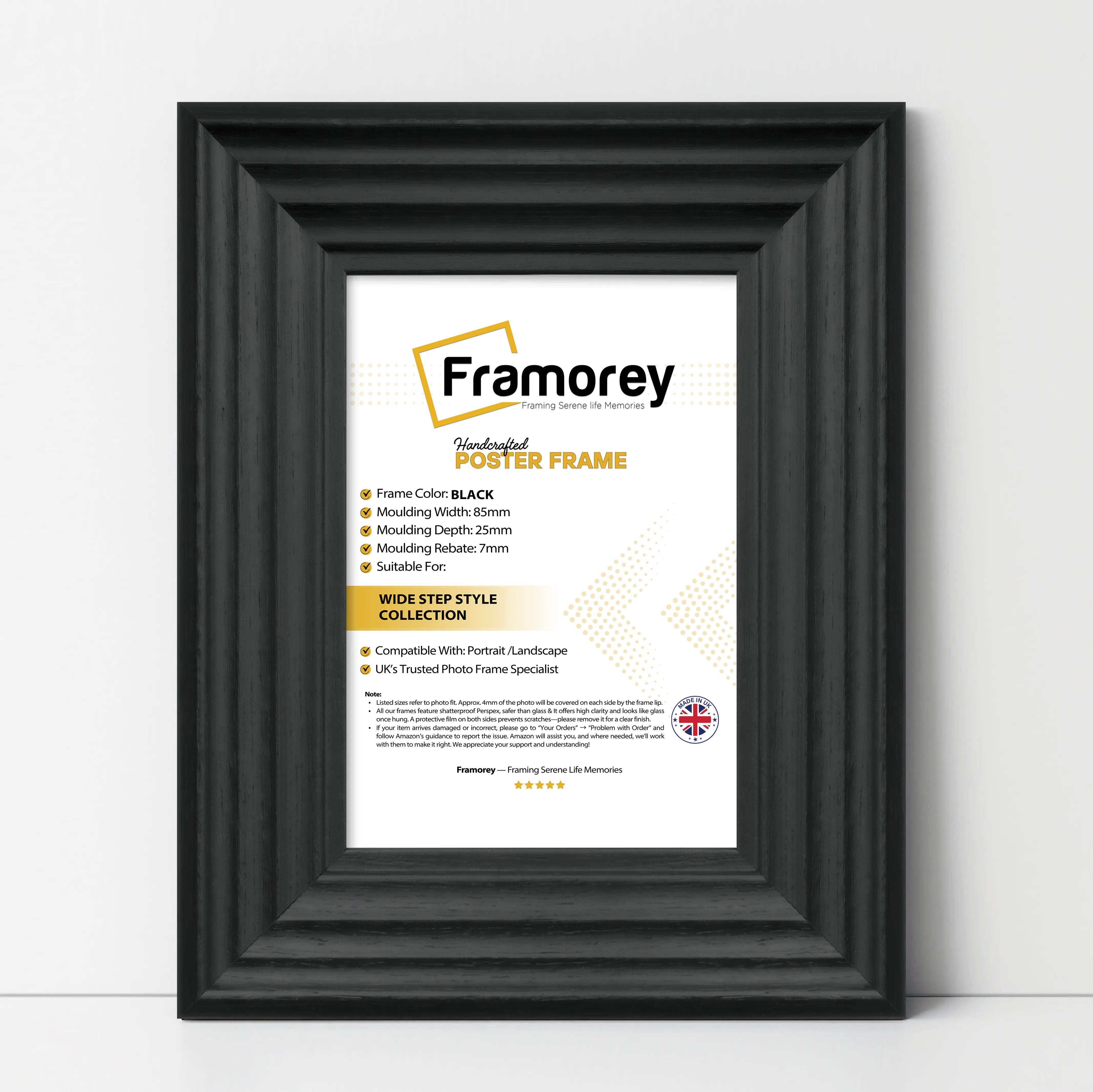 Black Wooden Picture Frames Big Step Style Photo Frames