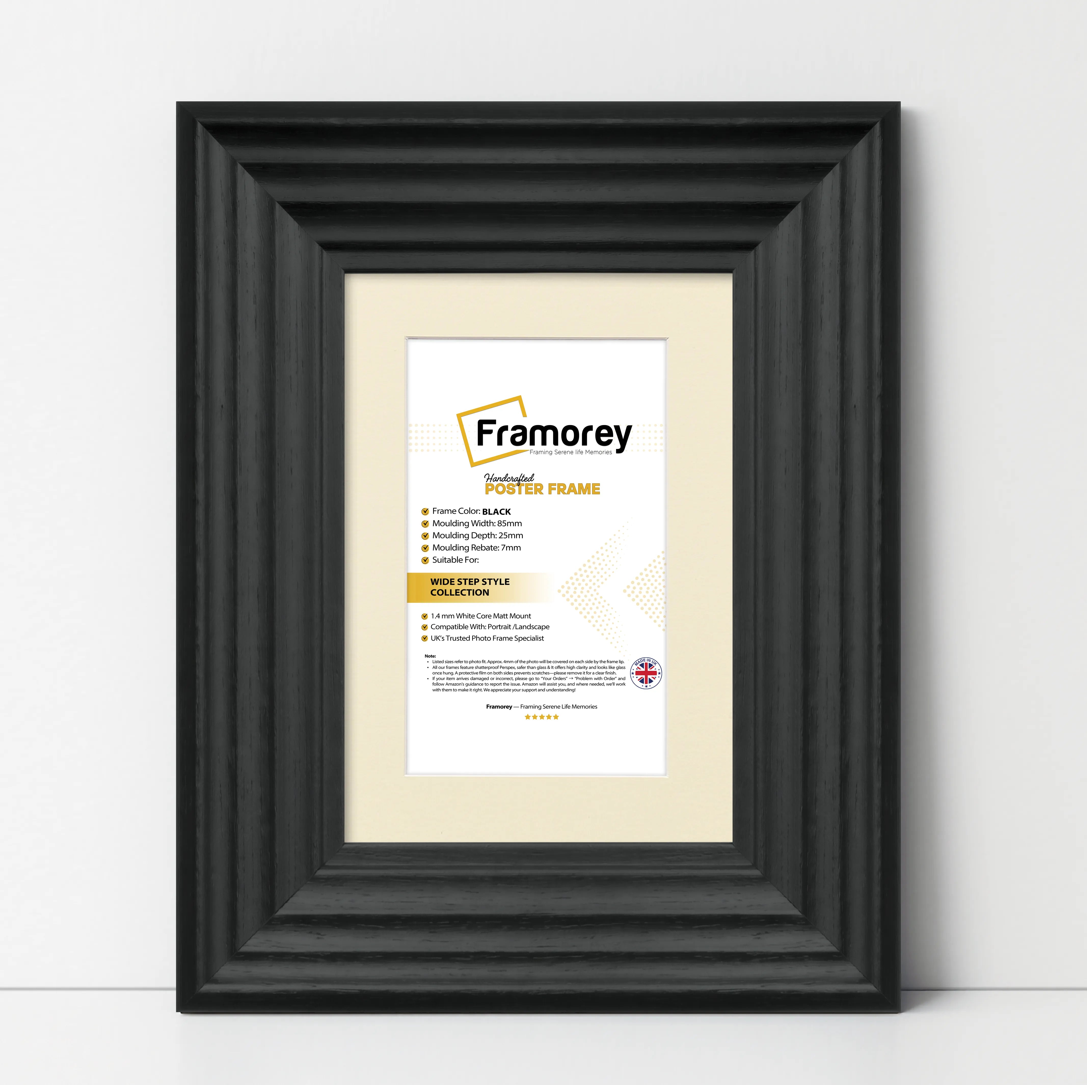 Black Wooden Picture Frames With Ivory Mount
